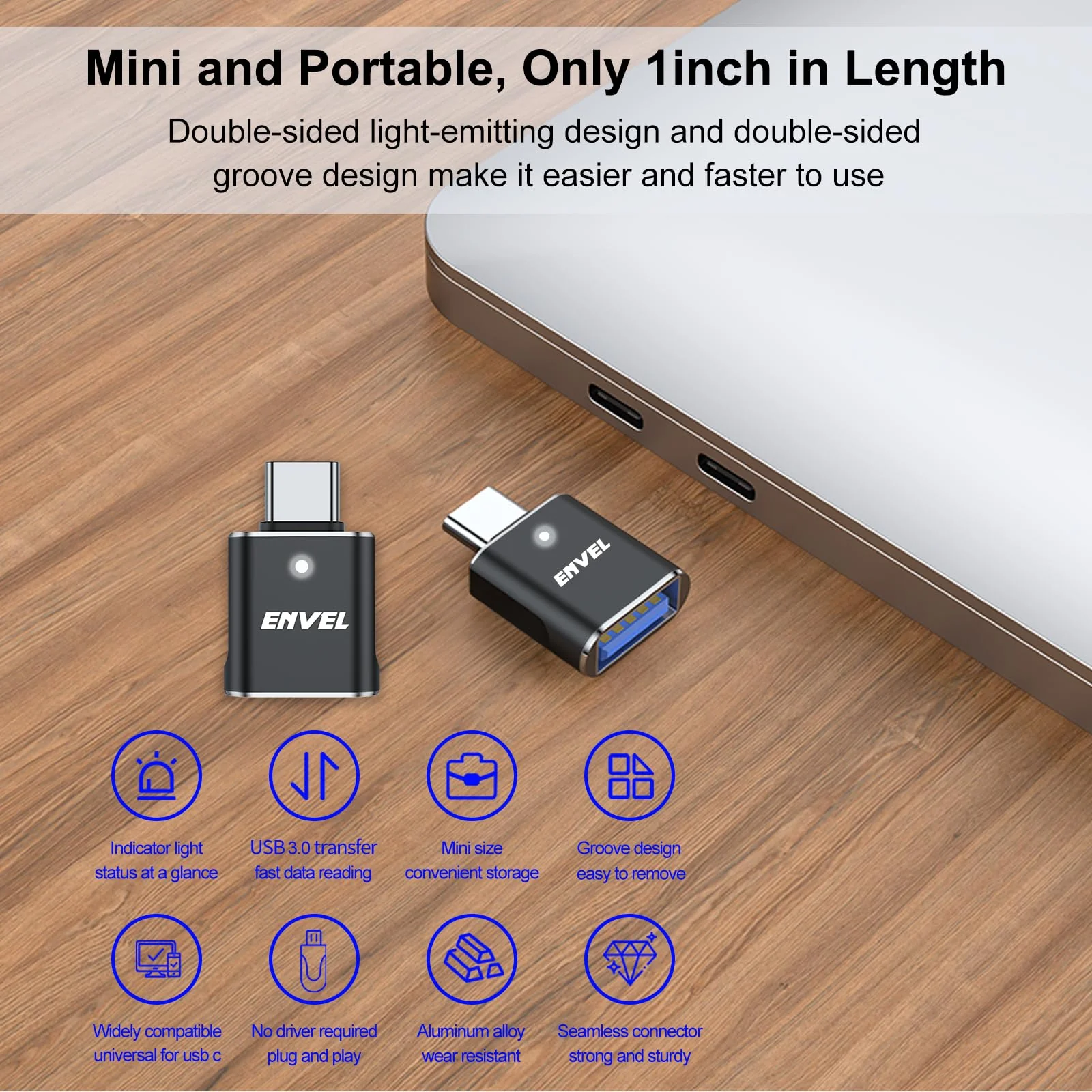 ENVEL USB to USB C Adapter, USB 3.0 5Gbps High Speed Data Transfer, OTG Converter Thunderbolt3 to USB Female Compatible with Apple iWatch iPhone 15 Pro Max iPad Air 4 5 Mini 6 (Black, USB C Male) Black - Image 4