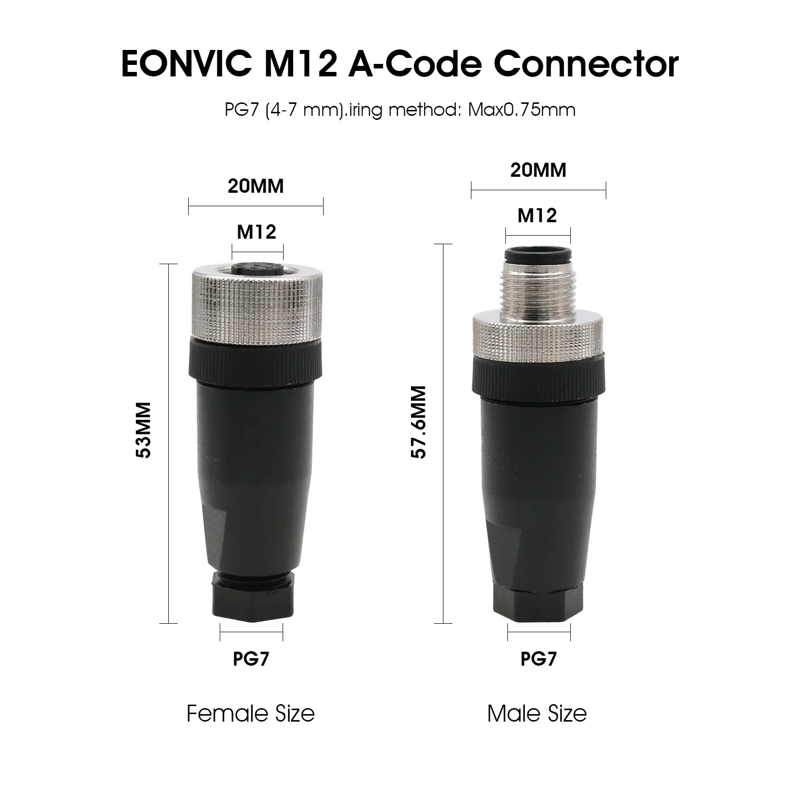 Eonvic M12 8 Pin Female A Code Sensor Aviation Plug Industrial Circular Connector Waterproof IP67 12mm Connector Plug Cable Adapter Straight 8Pin - Image 3