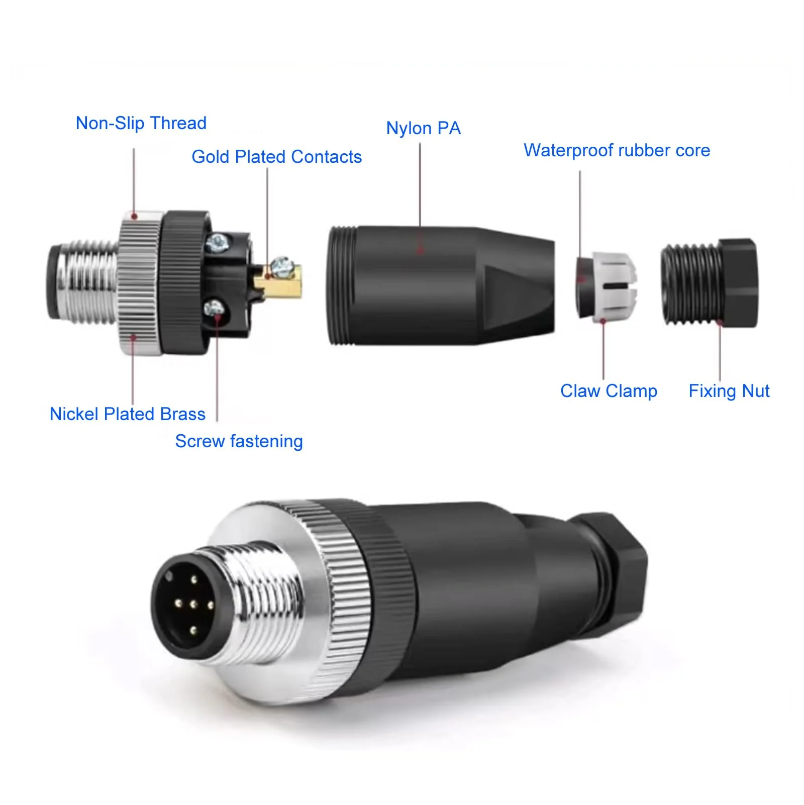 Eonvic M12 8 Pin Female A Code Sensor Aviation Plug Industrial Circular Connector Waterproof IP67 12mm Connector Plug Cable Adapter Straight 8Pin - Image 5