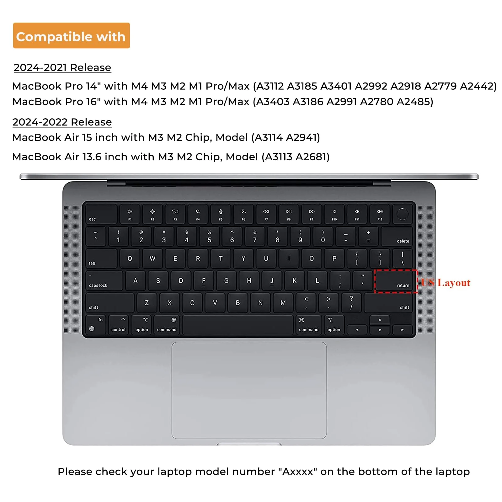 EooCoo Premium Keyboard Cover Skin Ultra Thin Protector Compatible with 2025-2021 MacBook Pro 14" 16" M4 M3 M2 M1 Pro Max Chip, MacBook Air 15" 13.6" M3 M2 Chip, Clear - Image 6