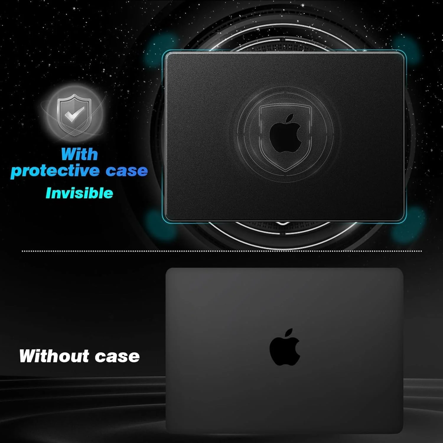 EooCoo [Ultra Thin Armor] Case Compatible for MacBook Pro 16 inch 2024-2021 M3 M2 M1 A2991 A2780 A2485, [100% Match Space Black] [Anti-Fingerprint] Hard Shell&Keyboard Skin, Space Black Clear - Image 3