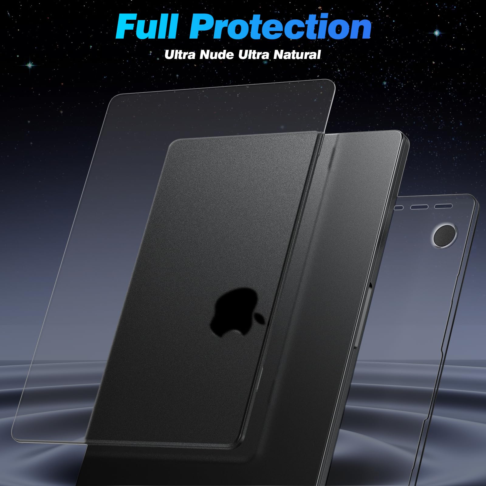 EooCoo [Ultra Thin Armor] Case Compatible with MacBook Pro 14 inch 2024-2021 M3 M2 M1 A2918 A2992 A2779 A2442, [100% Match Space Black] [Anti-Fingerprint] Hard Shell&Keyboard Skin, Space Black Clear - Image 2