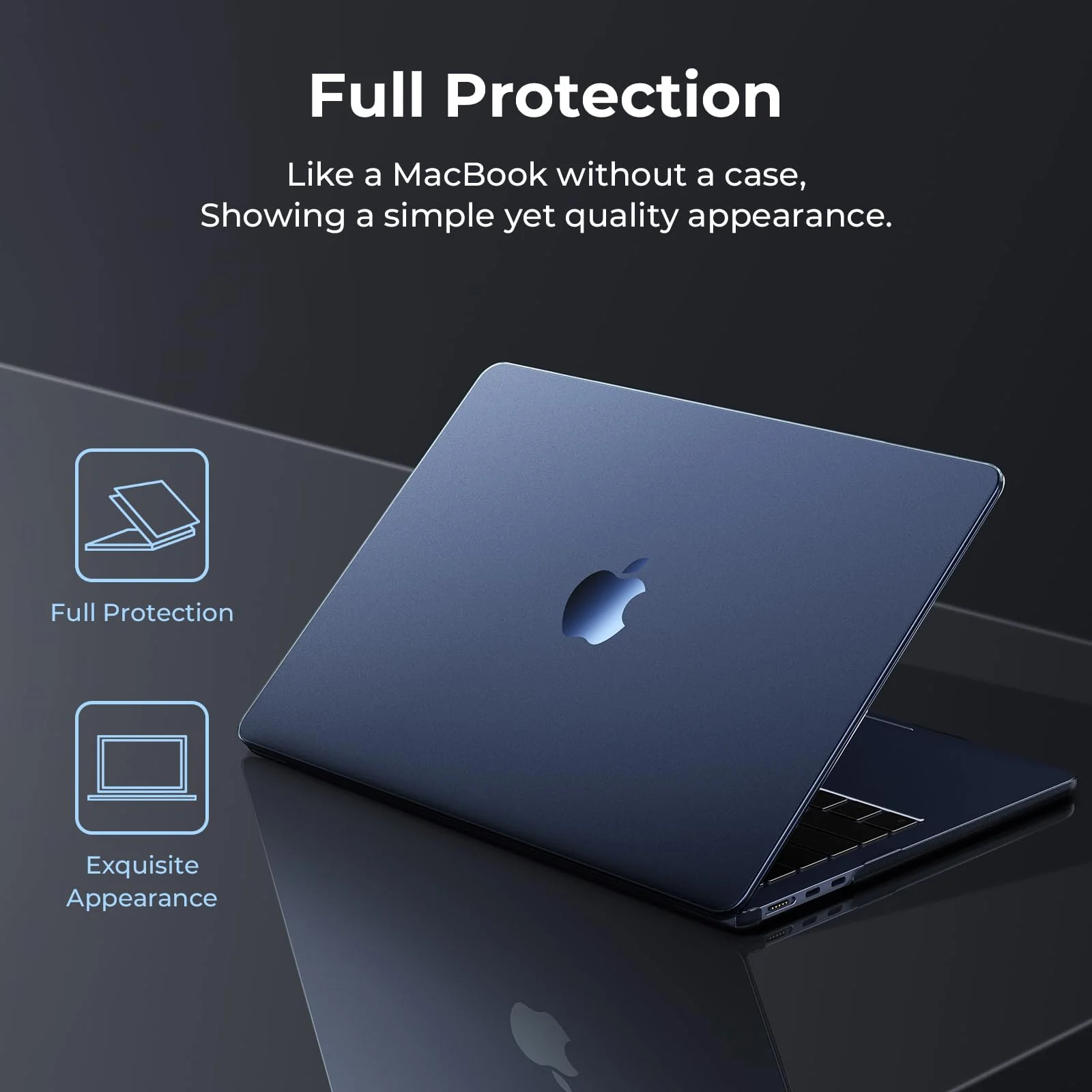 EooCoo [Ultra Thin Armor] Compatible with MacBook Air 15 inch Case 2024 2023 M3 M2 A3114 A2941, [100% Match Midnight][Anti-Fingerprint] Matte Protective Hard Shell&Keyboard Skin, Midnight Clear - Image 2