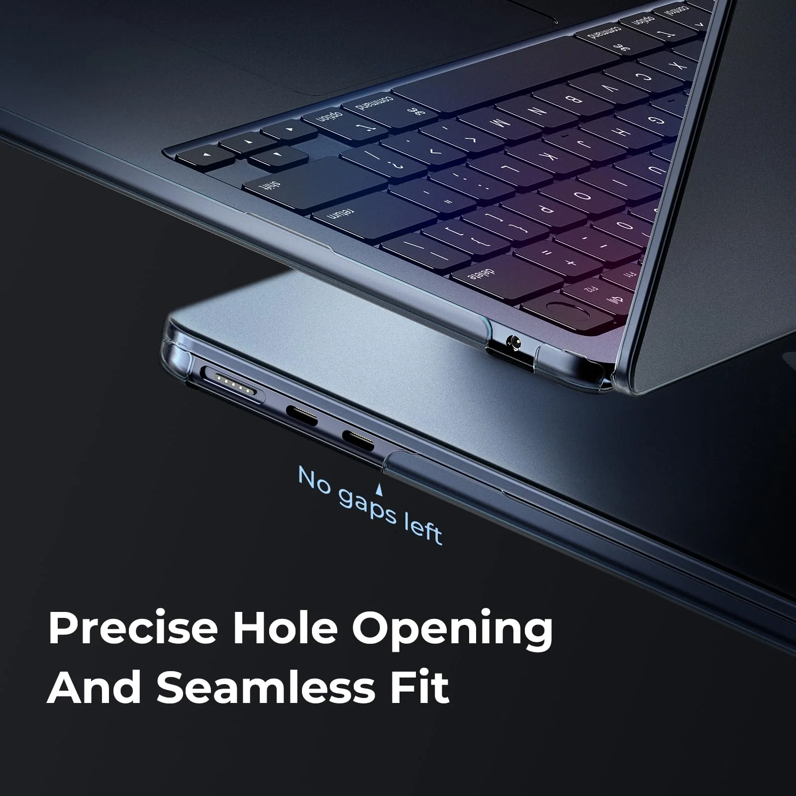 EooCoo [Ultra Thin Armor] Compatible with MacBook Air 15 inch Case 2024 2023 M3 M2 A3114 A2941, [100% Match Midnight][Anti-Fingerprint] Matte Protective Hard Shell&Keyboard Skin, Midnight Clear - Image 4