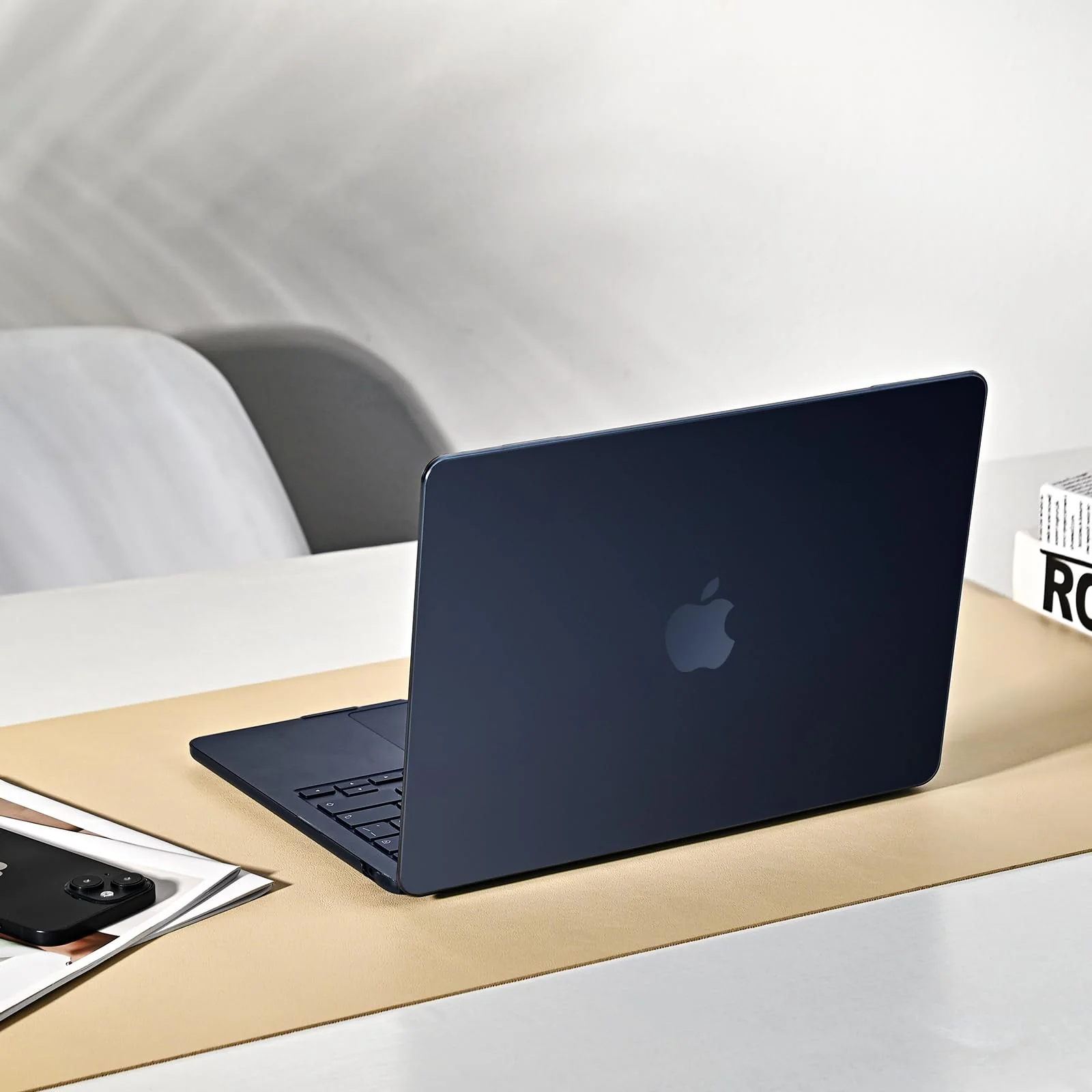EooCoo [Ultra Thin Armor] Compatible with MacBook Air 15 inch Case 2024 2023 M3 M2 A3114 A2941, [100% Match Midnight][Anti-Fingerprint] Matte Protective Hard Shell&Keyboard Skin, Midnight Clear - Image 8