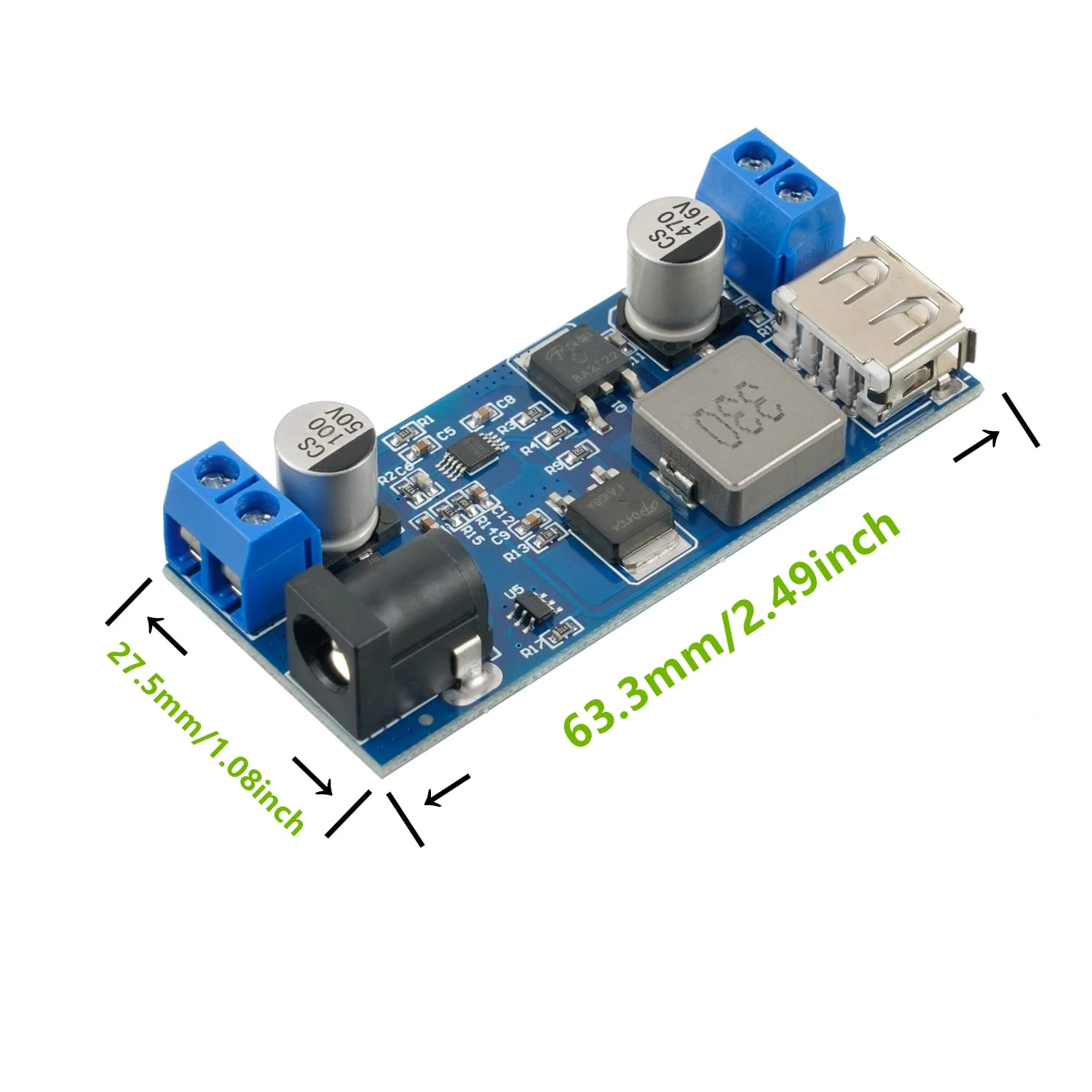 EPLZON DC 6V 9V 12V 24V to DC 5V 5A Step-Down Converter Module V-36V Step-Down Converter to DC 5V-5.3V 5.2V 3.5-6A Transformer Voltage Regulator Power Module with Two Outputs (Pack of 2) - Image 4