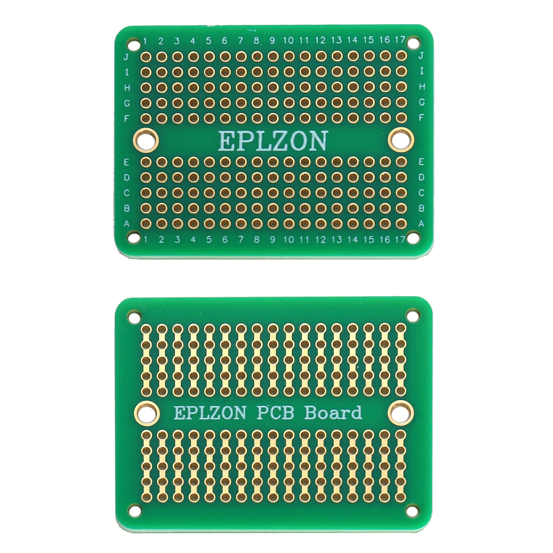 EPLZON Prototype Board Solderable Breadboard Double-Sided PCB Circuit Board for Welding, DIY Electronic Items, Green (Pack of 10) 10 Pieces, Green - Image 2
