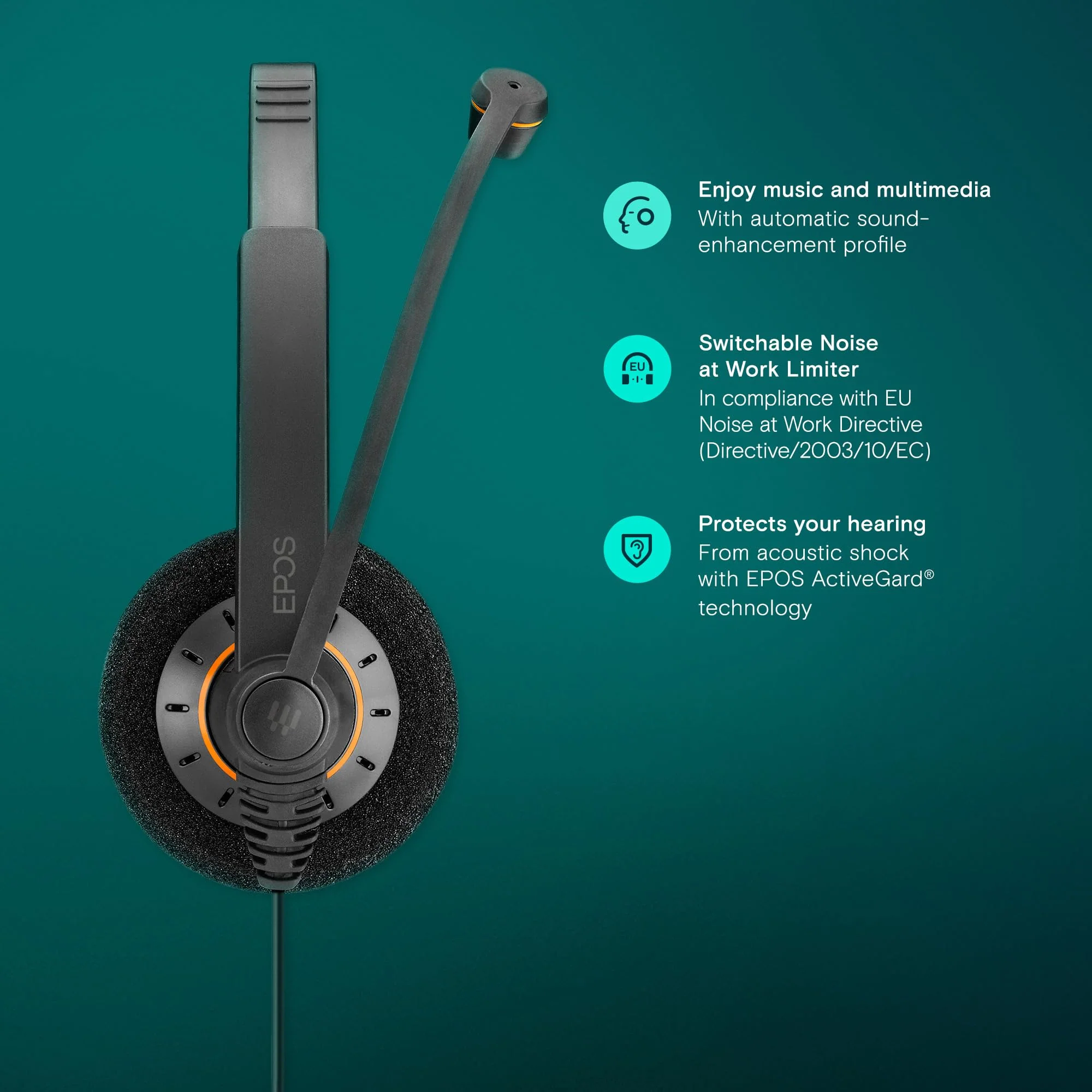 EPOS Sennheiser Consumer Audio SC 60 USB ML (504547) - Double-Sided Business Headset | For Skype for Business | with HD Sound, Noise-Cancelling Microphone, & USB Connector (Black) - Image 5