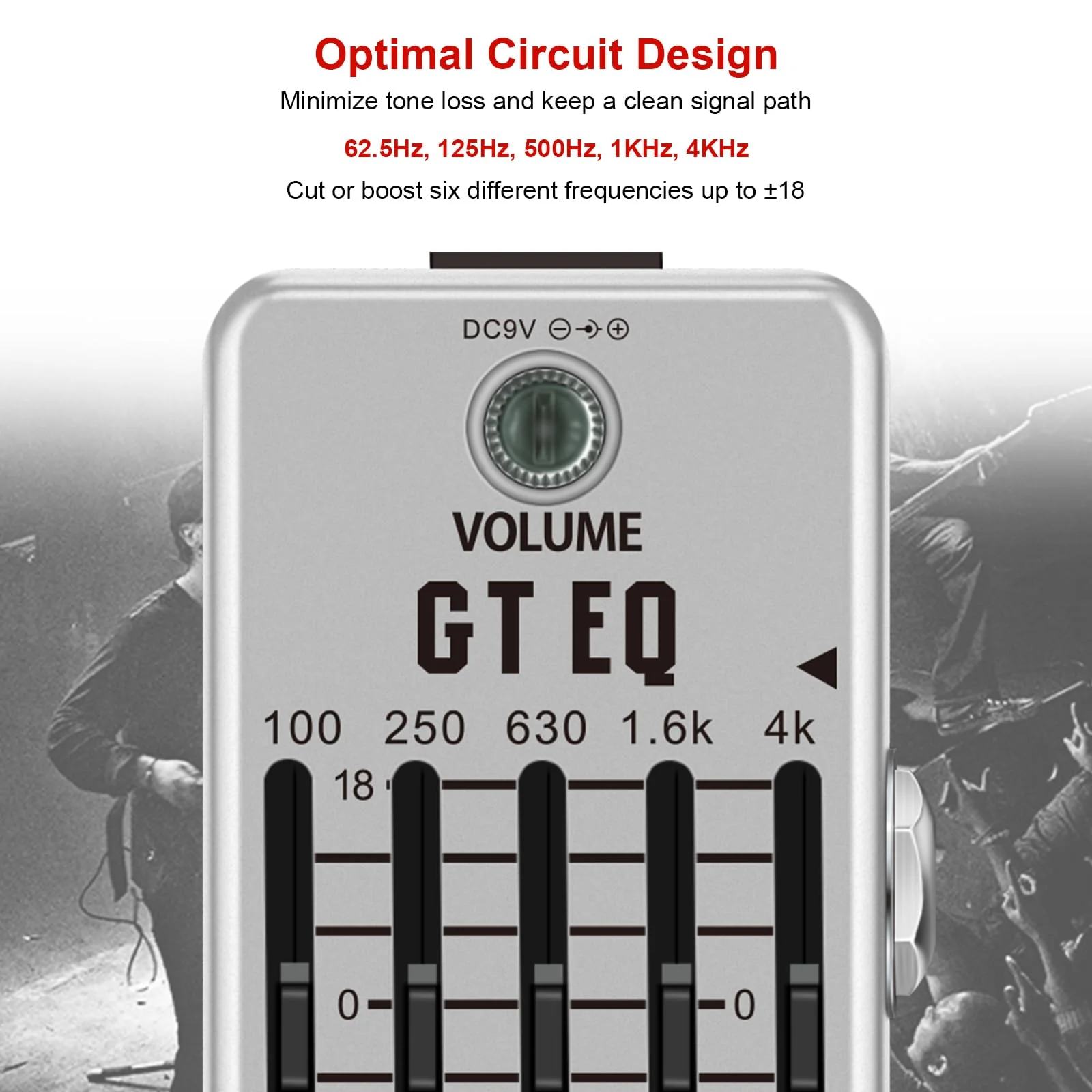 EQ Pedal, 5 Band Electric Guitar Equalizer (100Hz 250Hz 630Hz 1.6kHz 4kHz) Provides ±18dB for Each Band, Equalizer Pedal EQ Seeker for Eletric Guitar - Image 6