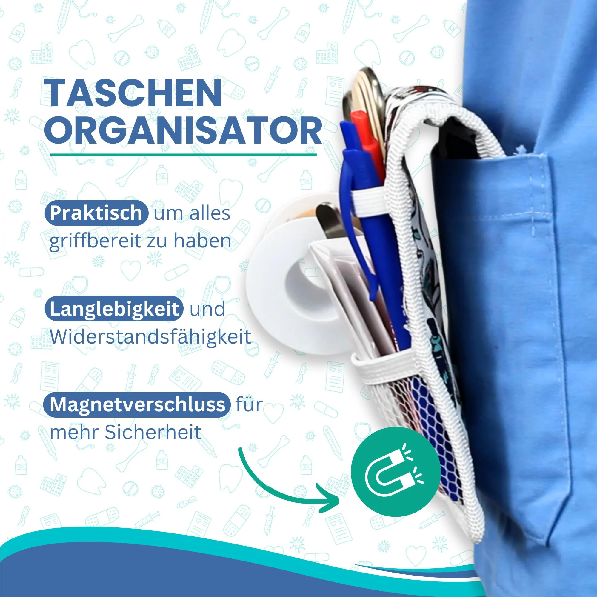 ErenBros® Pockets for Nurses with Magnet - Organiser Nursing - Desk Organiser - Nurse Accessories - Image 2