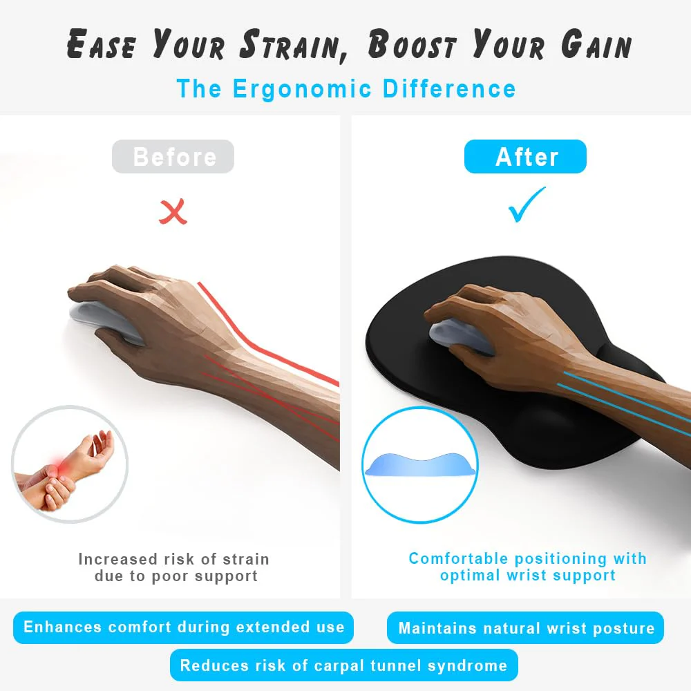 ErgoComfort Gel Wrist Rest Mouse Pad-Ergonomic Office Mousepad with Wrist Support-Non-Slip, Design Desk Accessories Mat for Home&Game Decor (06Mocha Sand) 06Mocha Sand - Image 3