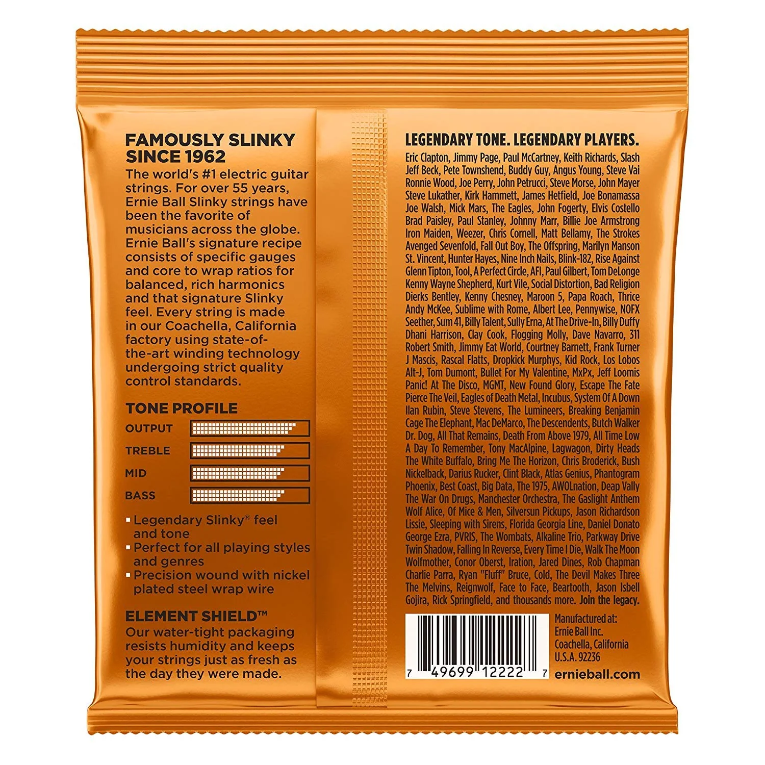 Ernie Ball 2222 Nickel Regular Slinky Orange Electric Guitar Strings 3 Pack - Image 3