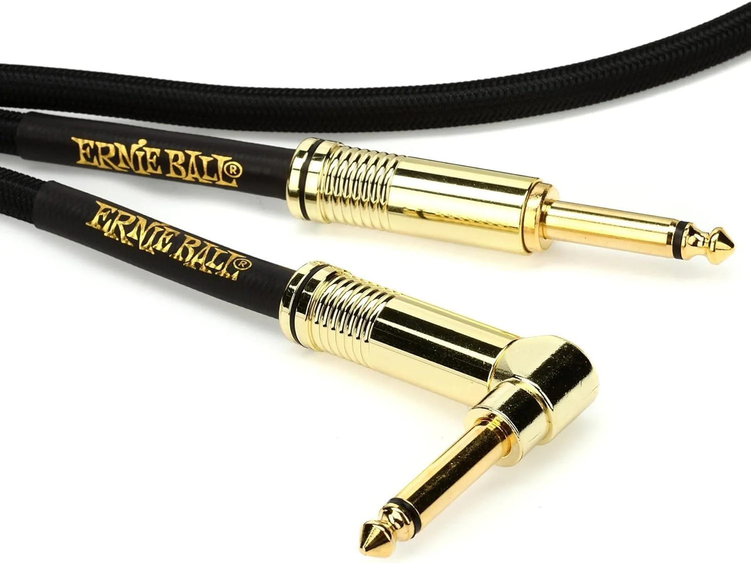 Ernie Ball Braided Instrument Cable Set Straight/Angle Length 10ft in Black (P06081) - Pack of 2 - Image 3