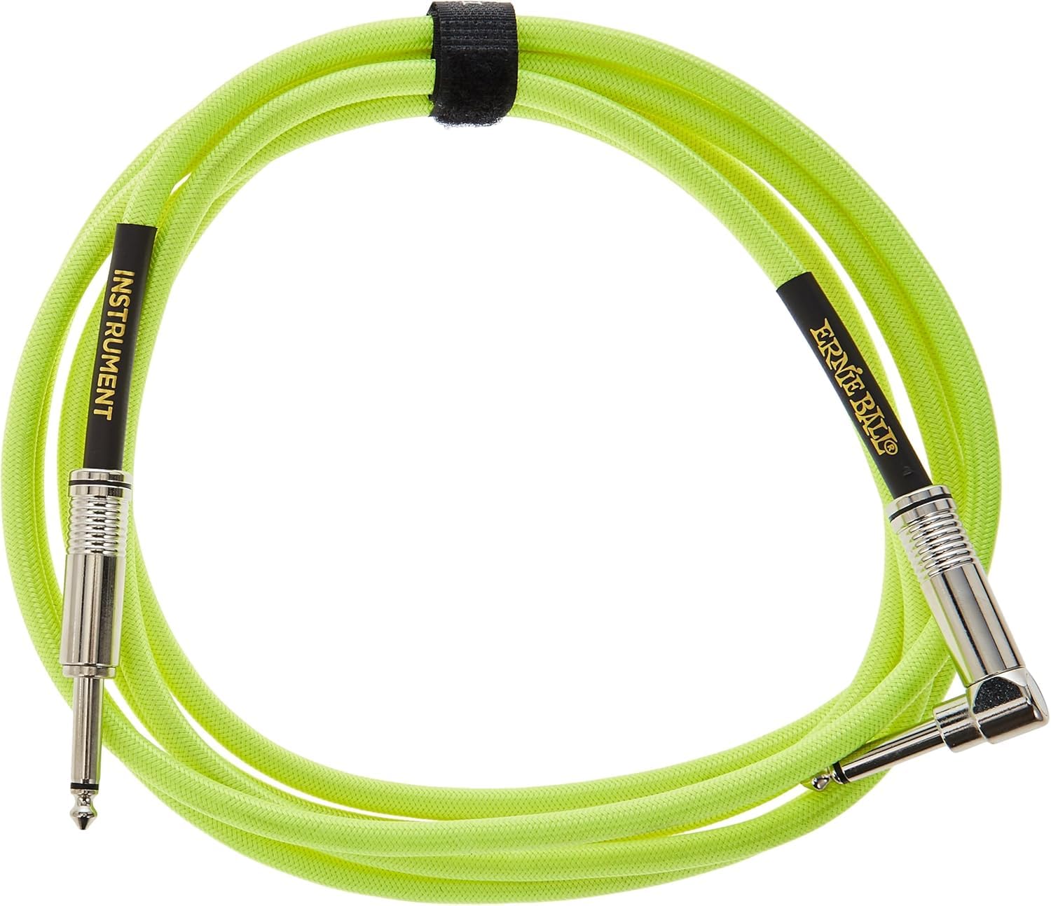 Ernie Ball Braided Instrument Cable Set Straight/Angle Length 10ft in Neon Yellow (P06080) - Pack of 2 - Image 3