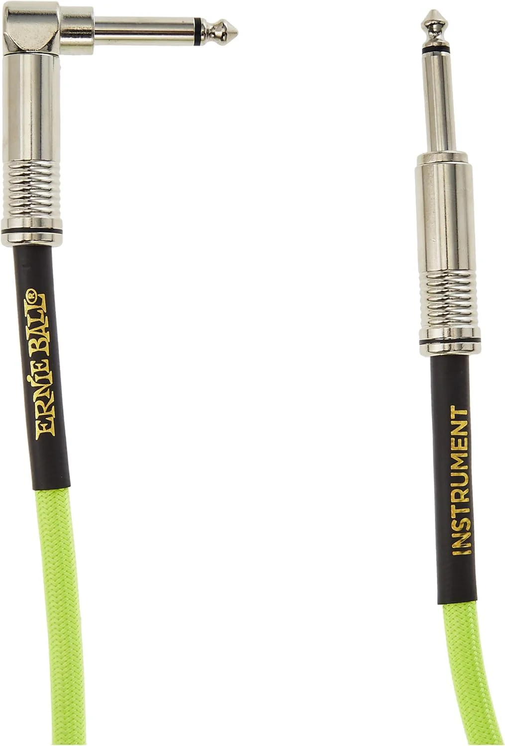Ernie Ball Braided Instrument Cable Set Straight/Angle Length 10ft in Neon Yellow (P06080) - Pack of 2 - Image 4