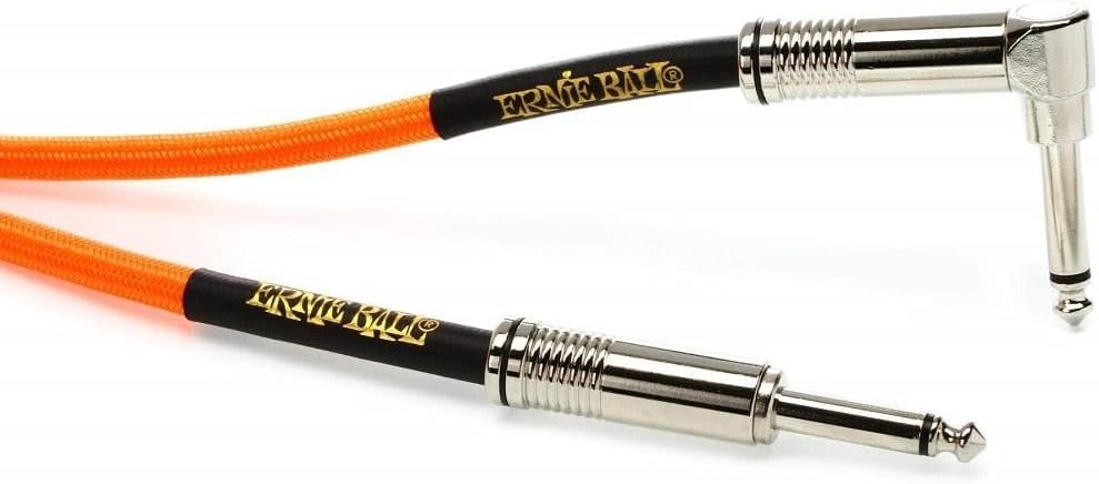 Ernie Ball Braided Instrument Cable Set Straight/Angle Length 18ft in Neon Orange (P06084) - Pack of 2 - Image 3
