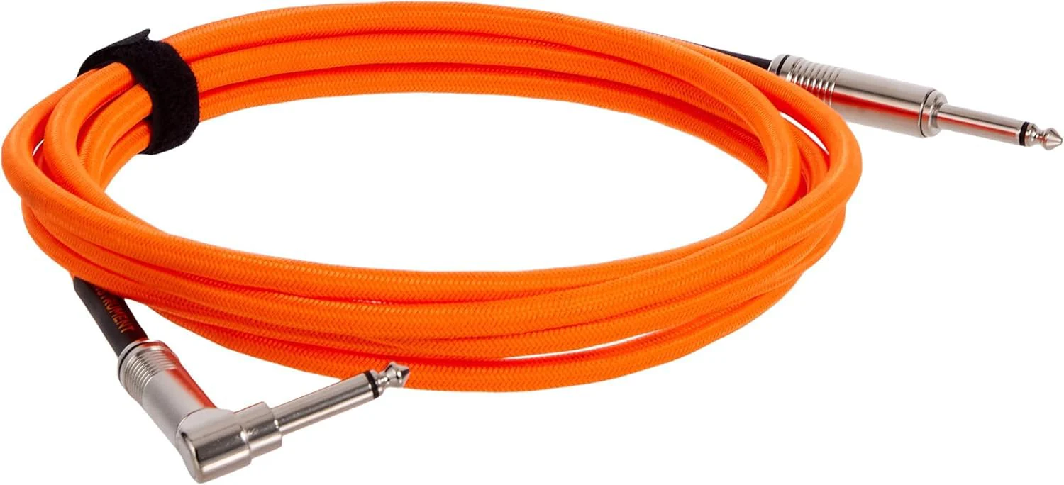 Ernie Ball Braided Instrument Cable Set Straight/Angle Length10ft in Neon Orange (P06079) - Pack of 2 - Image 3