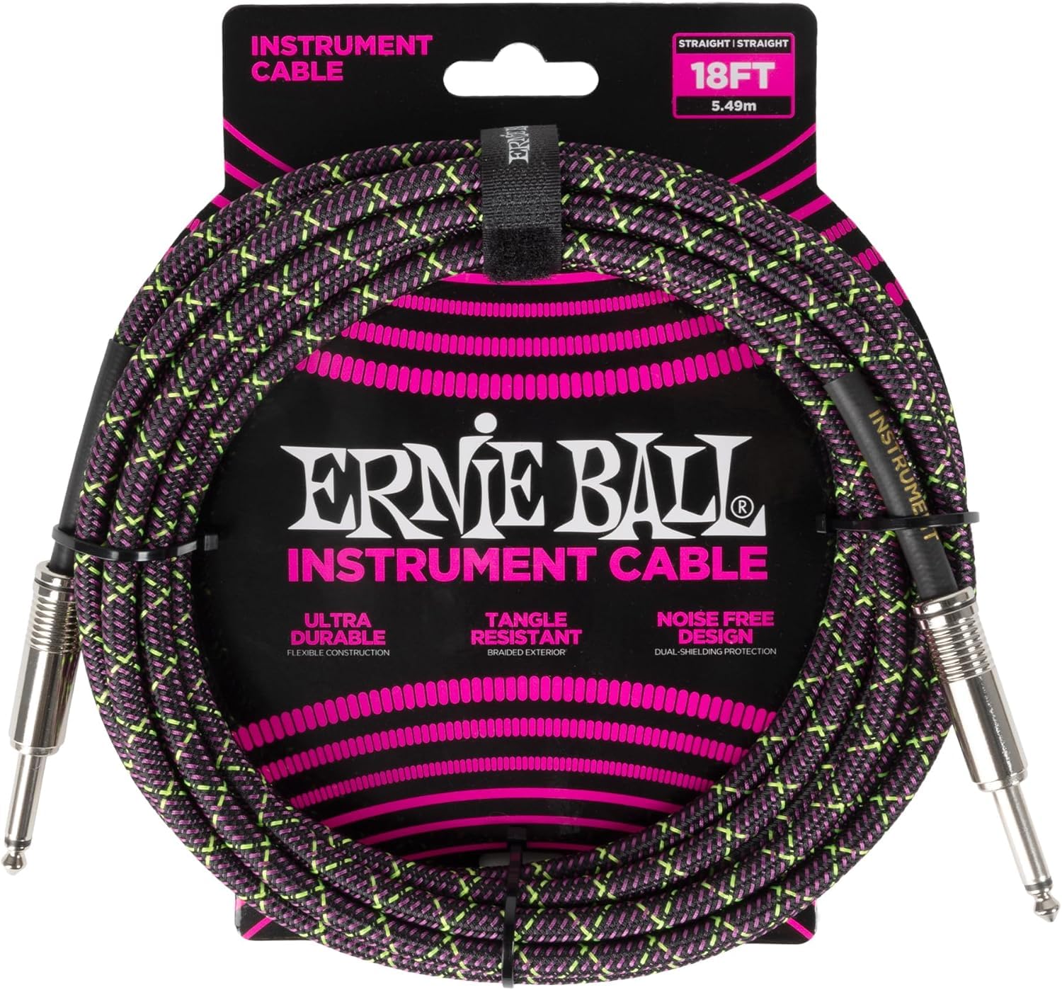 Ernie Ball Braided Instrument Cable Set Straight/Straight Lenght 18ft in Purple Python (P06431) - Pack of 2 - Image 2