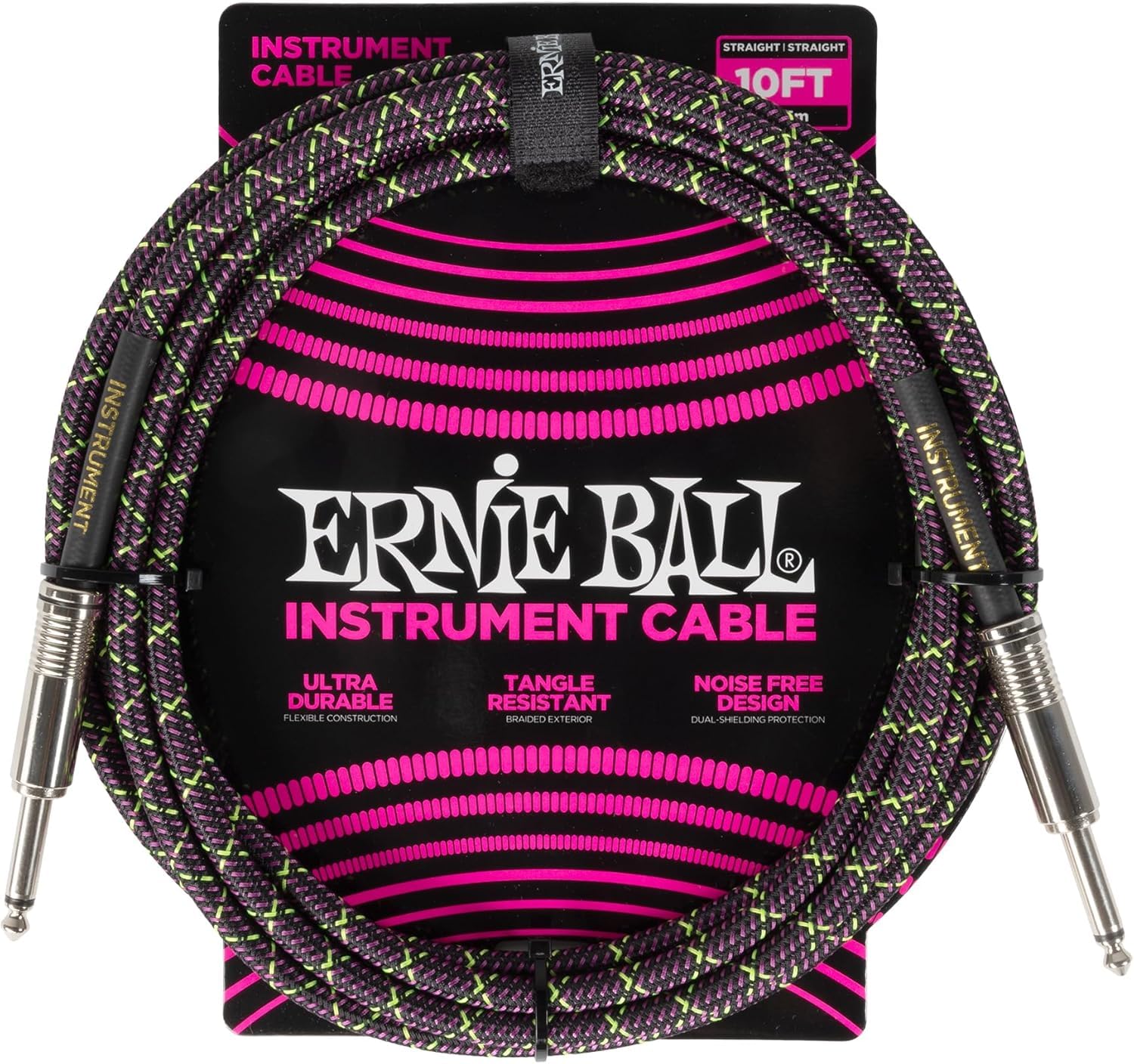 Ernie Ball Braided Instrument Cable Set Straight/Straight Length 10ft in Purple Python (P06427) - Pack of 2 - Image 2