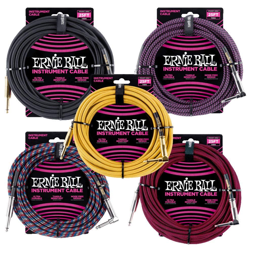 Ernie Ball Braided Instrument Cable, Straight/Angle, 25ft, Black (P06058) - Image 3