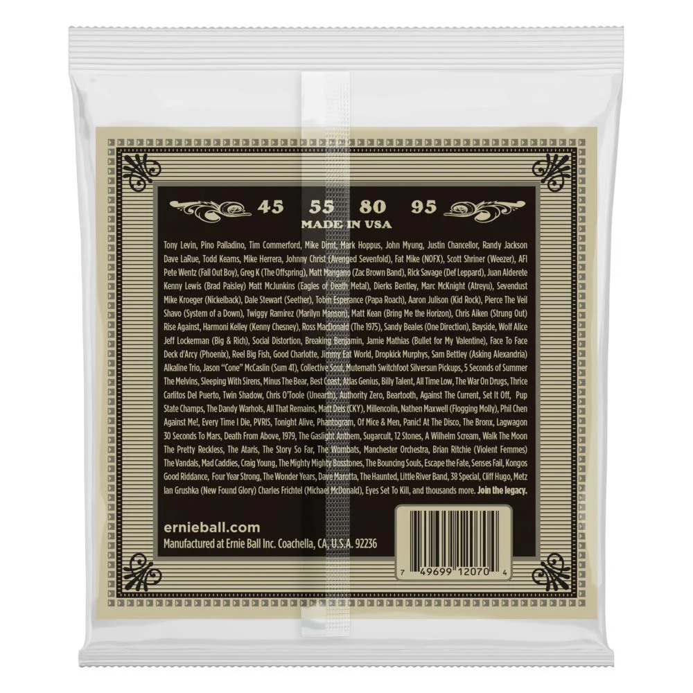 Ernie Ball Earthwood Slinky Phosphor Bronze Acoustic Bass Guitar Strings, 45-95 Gauge (P02070) - Image 2