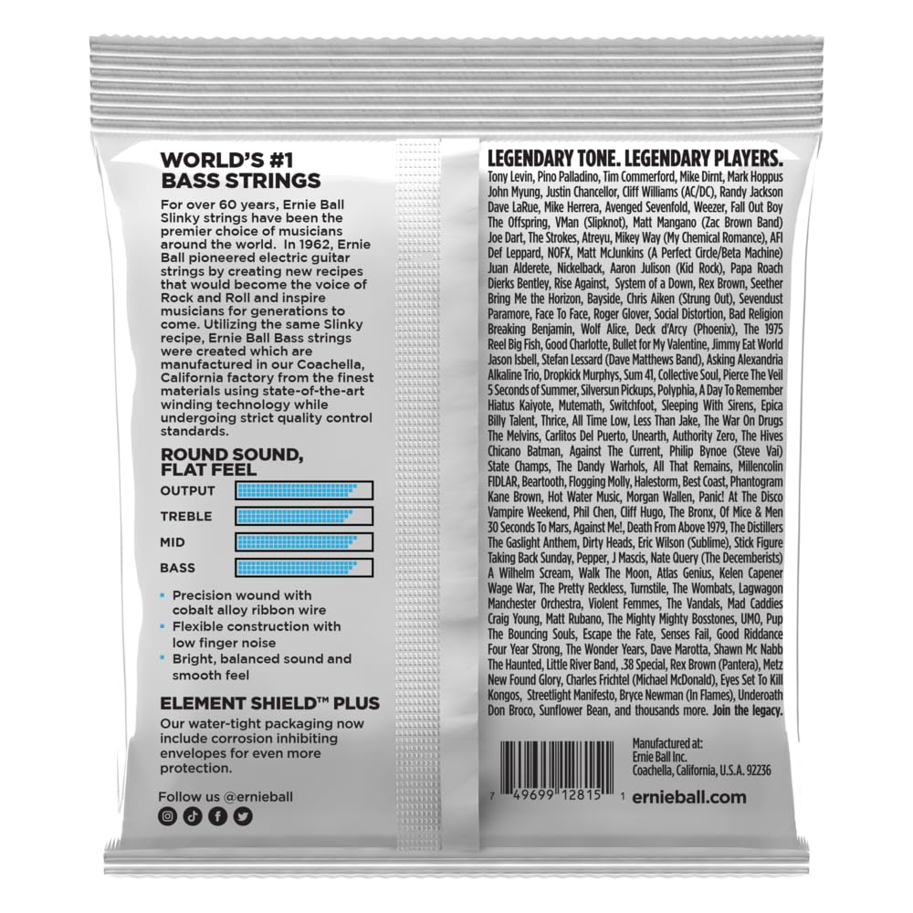 Ernie Ball Extra Slinky Flatwound Bass Guitar Strings, 40-95 Gauge (P02815) Extra (40-95) 4-String - Image 2
