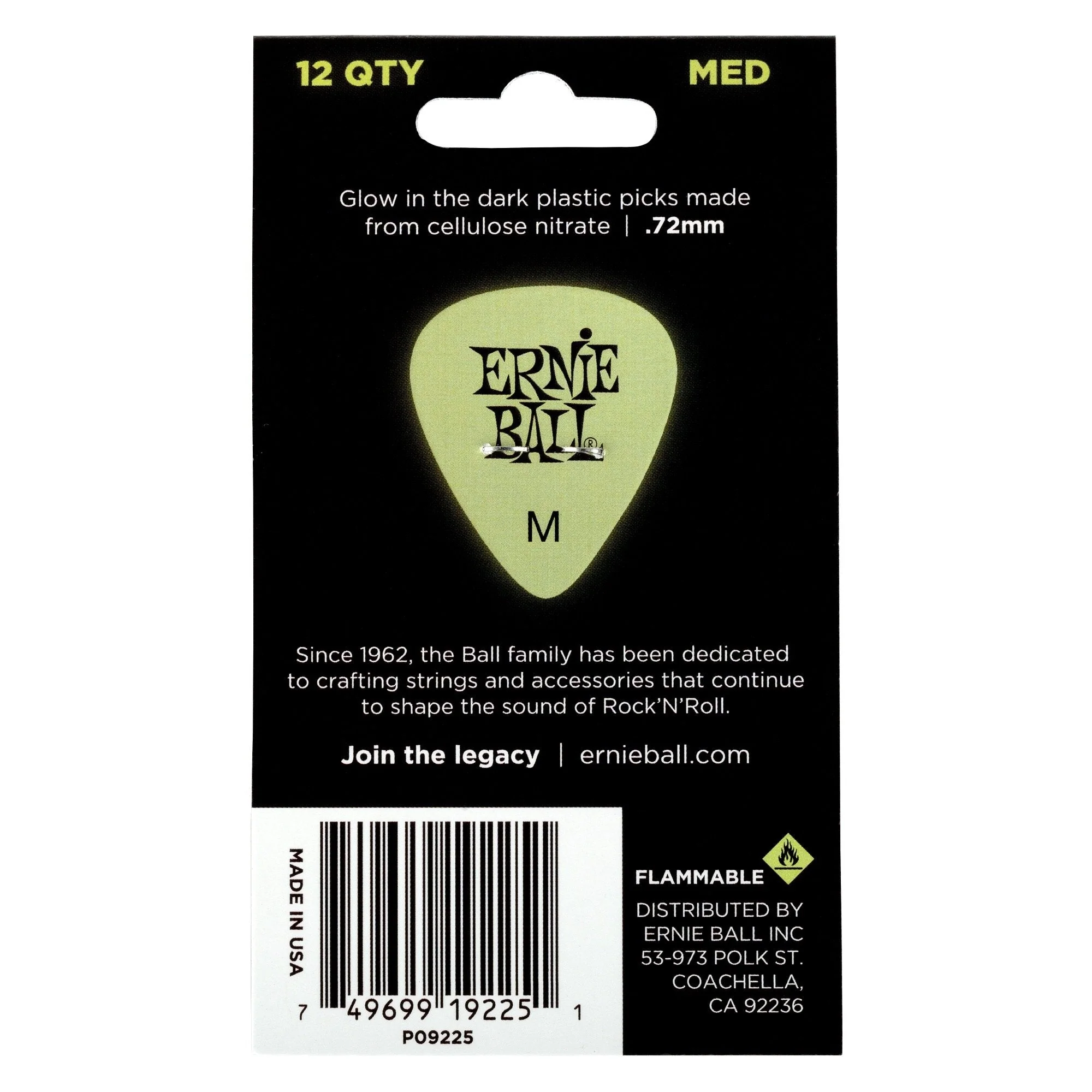 Ernie Ball Guitar Picks, Medium, Super Glow, 12-pack (P09225) - Image 2