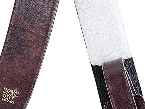 Ernie Ball Italian Leather with Fur Padding Guitar Strap, Chestnut (P04138) - Image 3