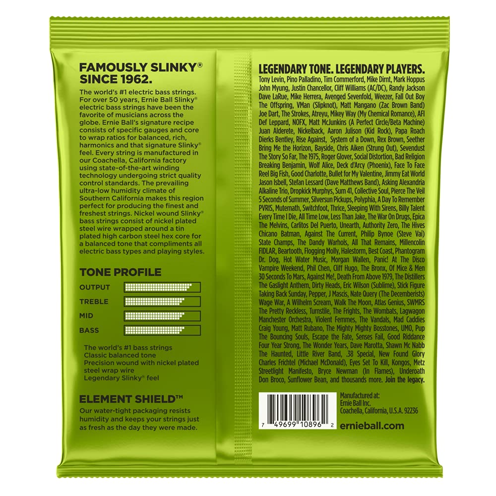 Ernie Ball Medium Scale Regular Slinky Nickel Wound Bass Guitar Strings, 45-105 Gauge (P02856) - Image 2
