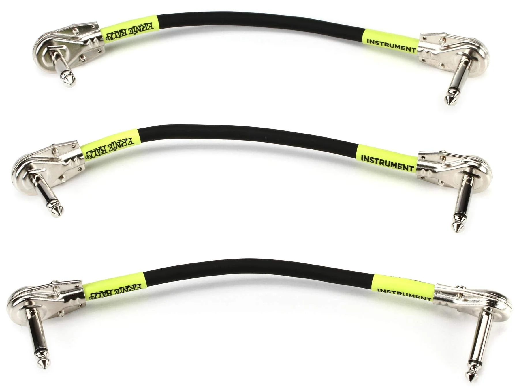 Ernie Ball Patch Cable 3-Pack, Flat Angle/Flat Angle, 6in, Black (P06059) 6 inch - Image 4