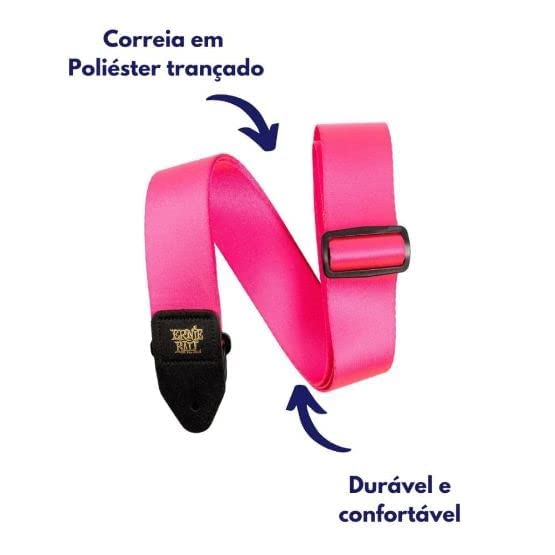 Ernie Ball Premium Seatbelt Webbing Guitar Strap Neon Pink - Image 3