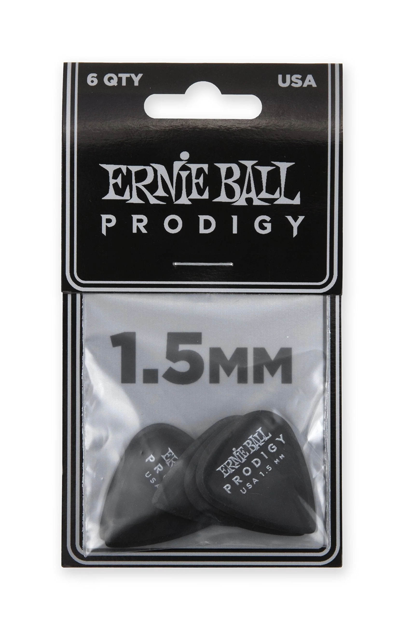 Ernie Ball Prodigy Guitar Picks, Standard, Black 1.5mm, 6-pack (P09199) Black (1.5mm) - Image 2