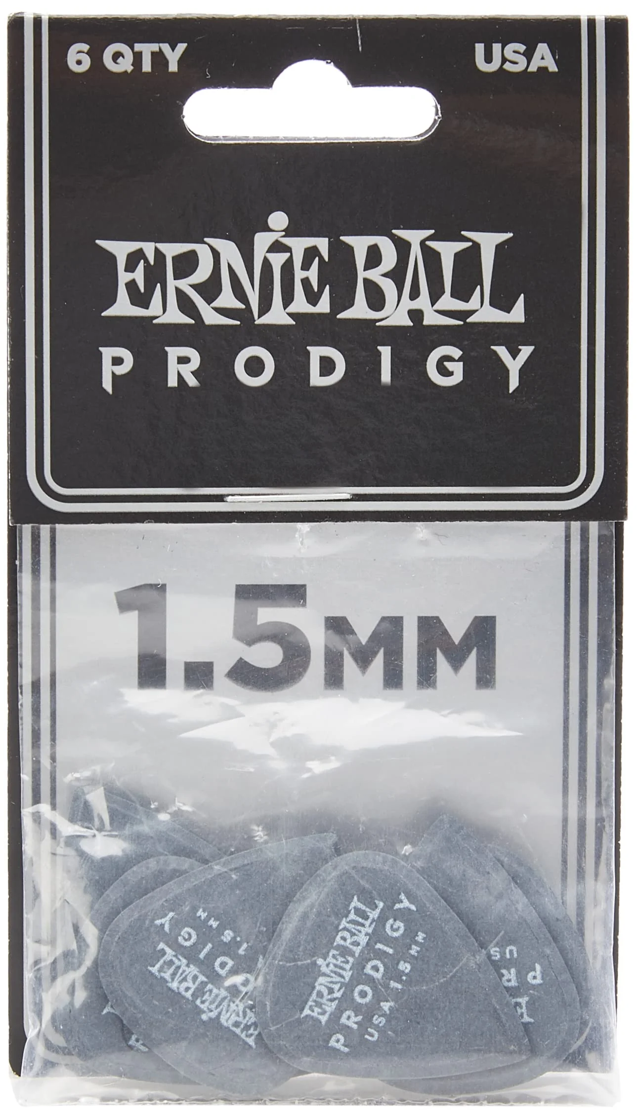 Ernie Ball Prodigy Guitar Picks, Standard, Black 1.5mm, 6-pack (P09199) Black (1.5mm) - Image 4