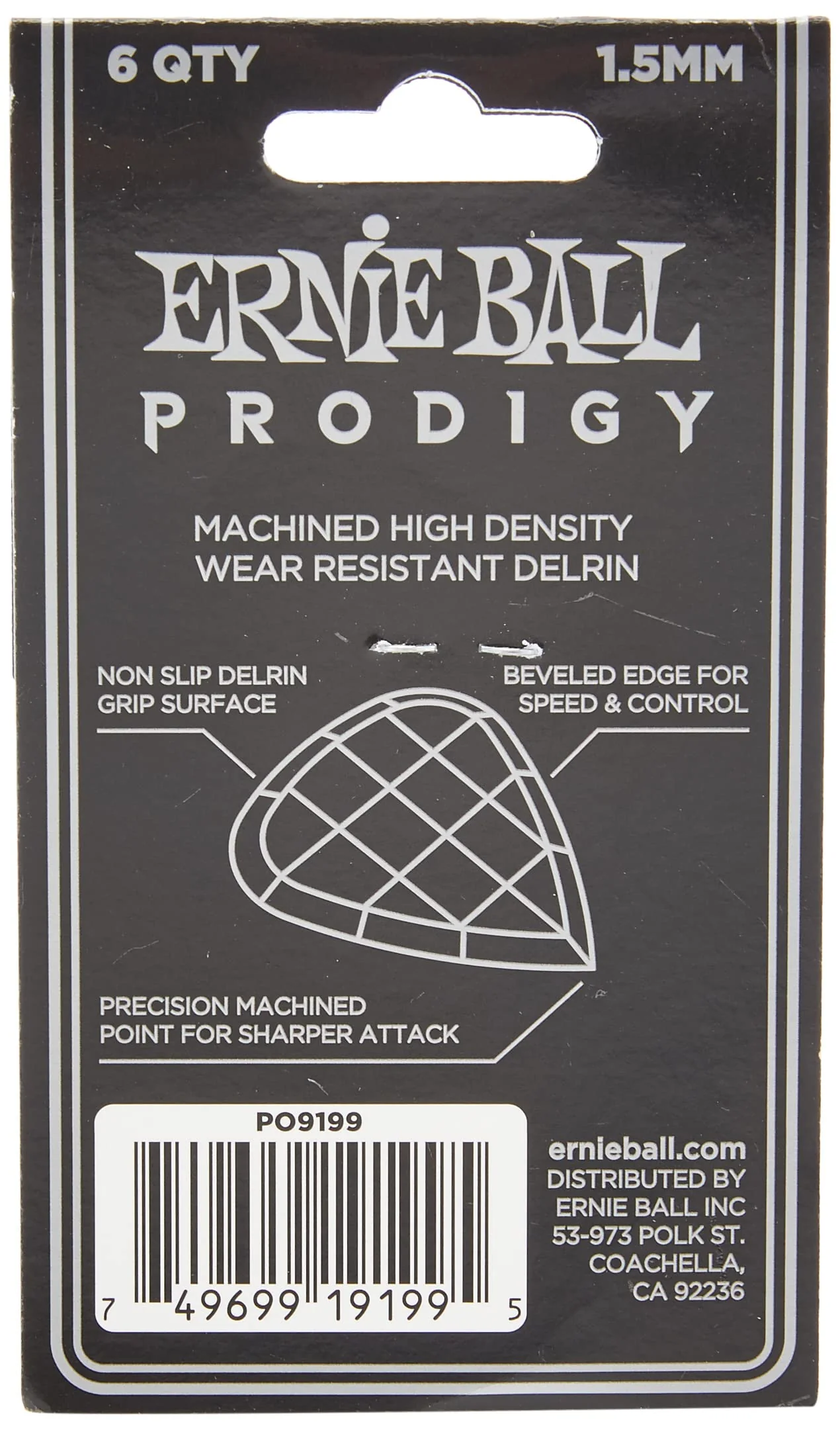 Ernie Ball Prodigy Guitar Picks, Standard, Black 1.5mm, 6-pack (P09199) Black (1.5mm) - Image 5