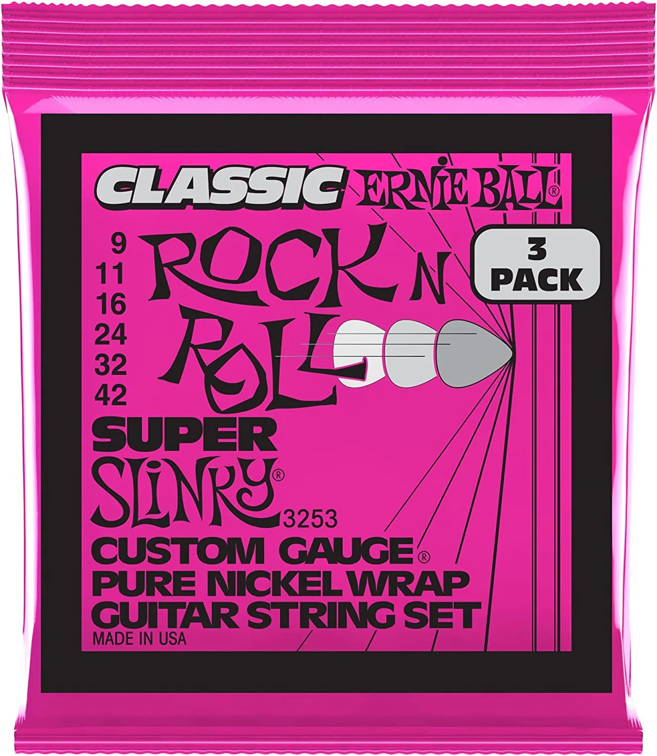 Ernie Ball Regular Slinky Classic Pure Nickel Electric Guitar Strings 3-pack, 10-46 Gauge (P03251) Regular (10-46) - Image 3