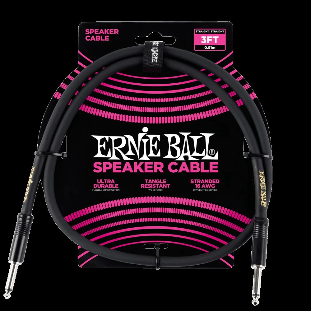 Ernie Ball Speaker Cable, Straight/Straight, 3ft, Black (P06071) 3 feet - Image 3