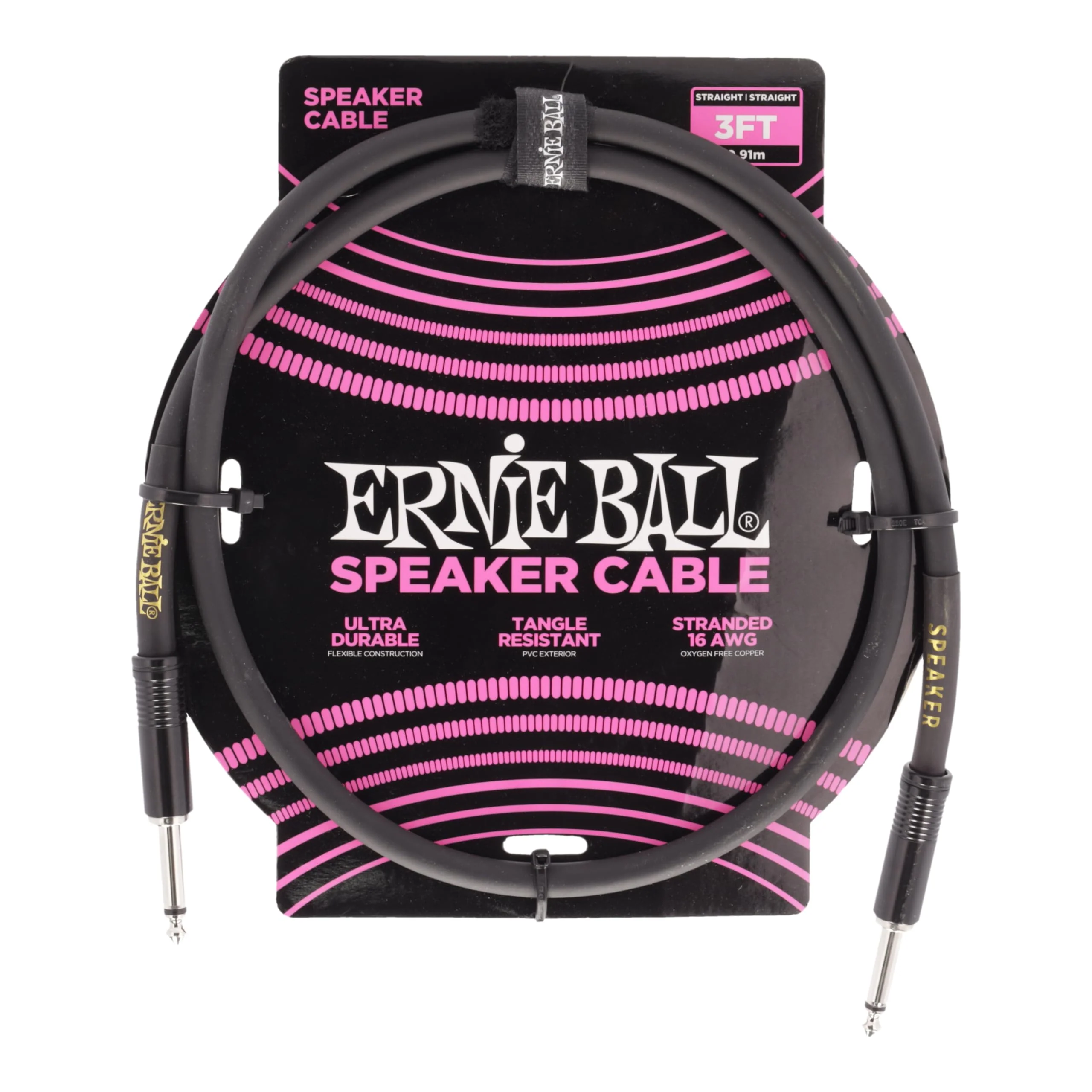 Ernie Ball Speaker Cable, Straight/Straight, 3ft, Black (P06071) 3 feet - Image 4