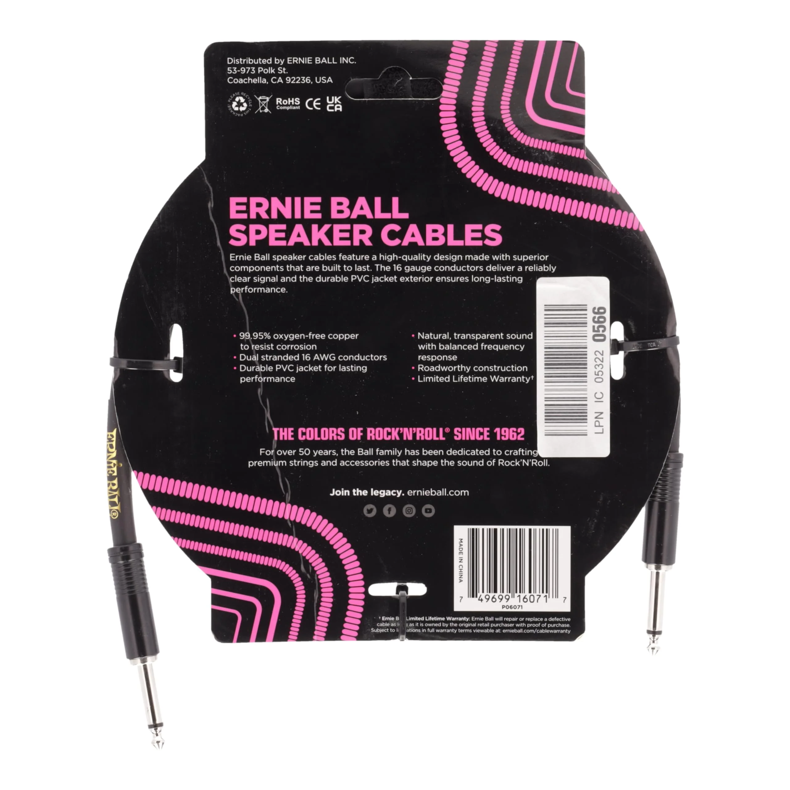 Ernie Ball Speaker Cable, Straight/Straight, 3ft, Black (P06071) 3 feet - Image 5