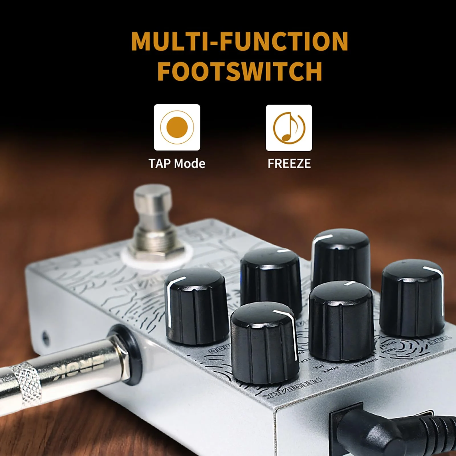 EROK Digital Delay Guitar Pedal - 9 Modes (Analog/Reverse/dTAPE/Ice) with TAP Tempo & FREEZE, Max 3000ms Delay | Fits Blues/Rock/Jazz/Post - Rock - Image 4