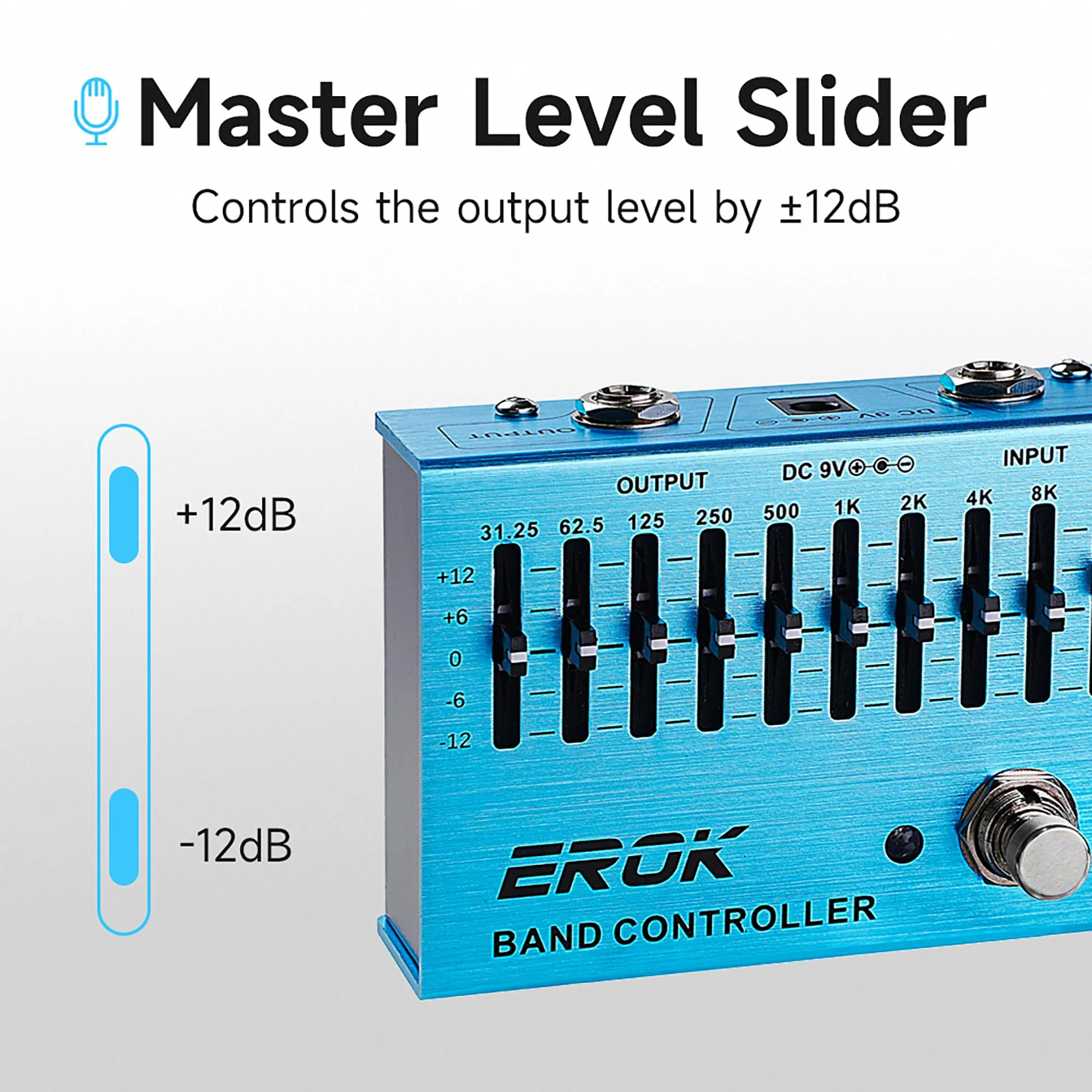 EROK EQ Pedal,10-Band Equalizer,(31.25Hz–16kHz) with ±12dB Gain/Attenuation for Each Band,for Electric Guitar Bass Eq Pedal,with Independent Controller Button - Image 2