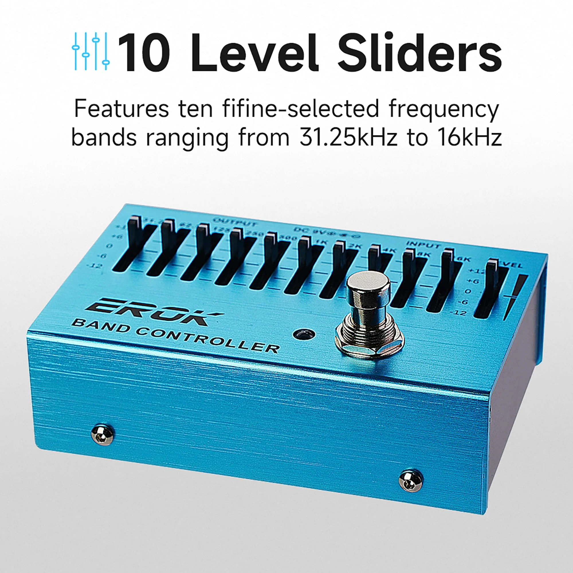 EROK EQ Pedal,10-Band Equalizer,(31.25Hz–16kHz) with ±12dB Gain/Attenuation for Each Band,for Electric Guitar Bass Eq Pedal,with Independent Controller Button - Image 3