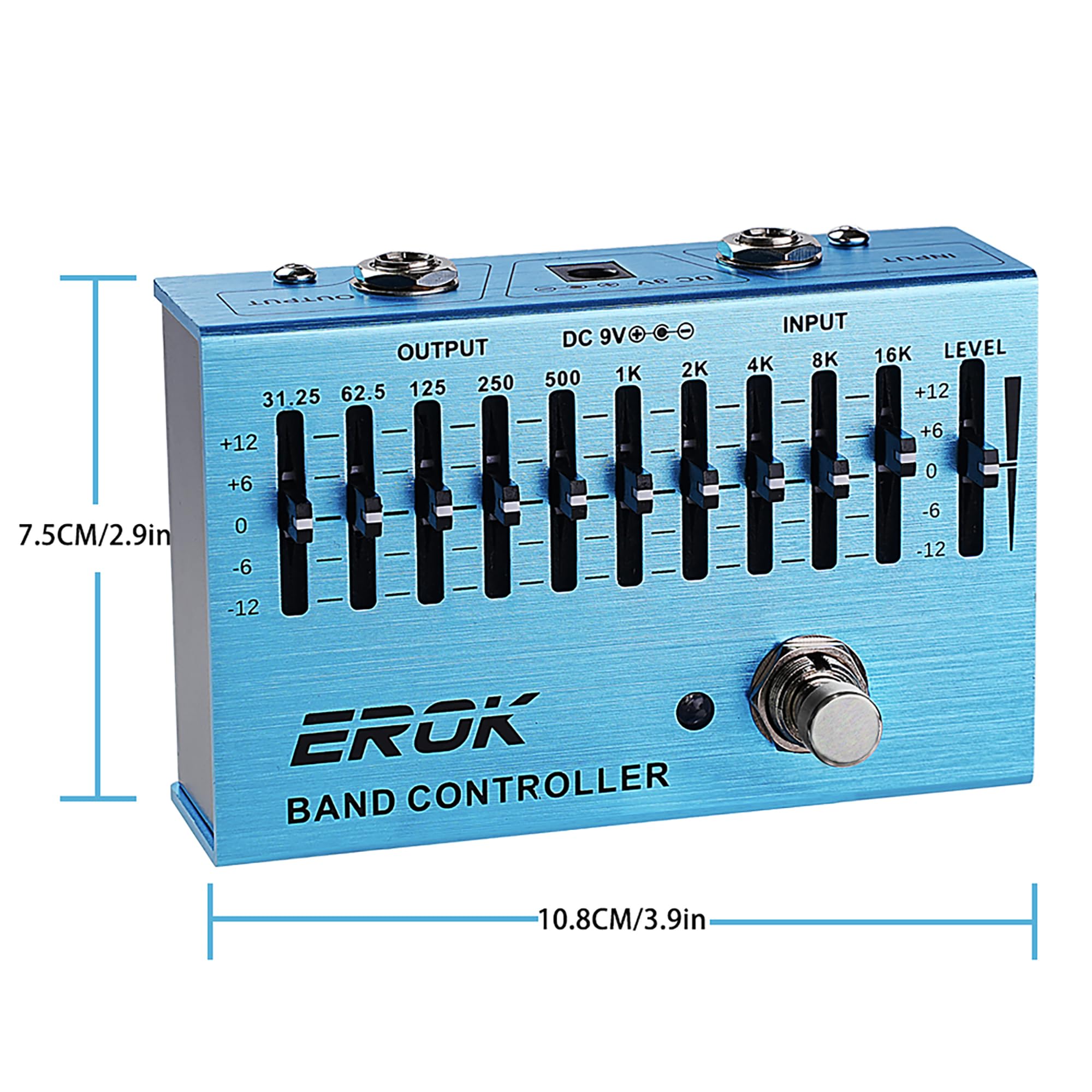 EROK EQ Pedal,10-Band Equalizer,(31.25Hz–16kHz) with ±12dB Gain/Attenuation for Each Band,for Electric Guitar Bass Eq Pedal,with Independent Controller Button - Image 5