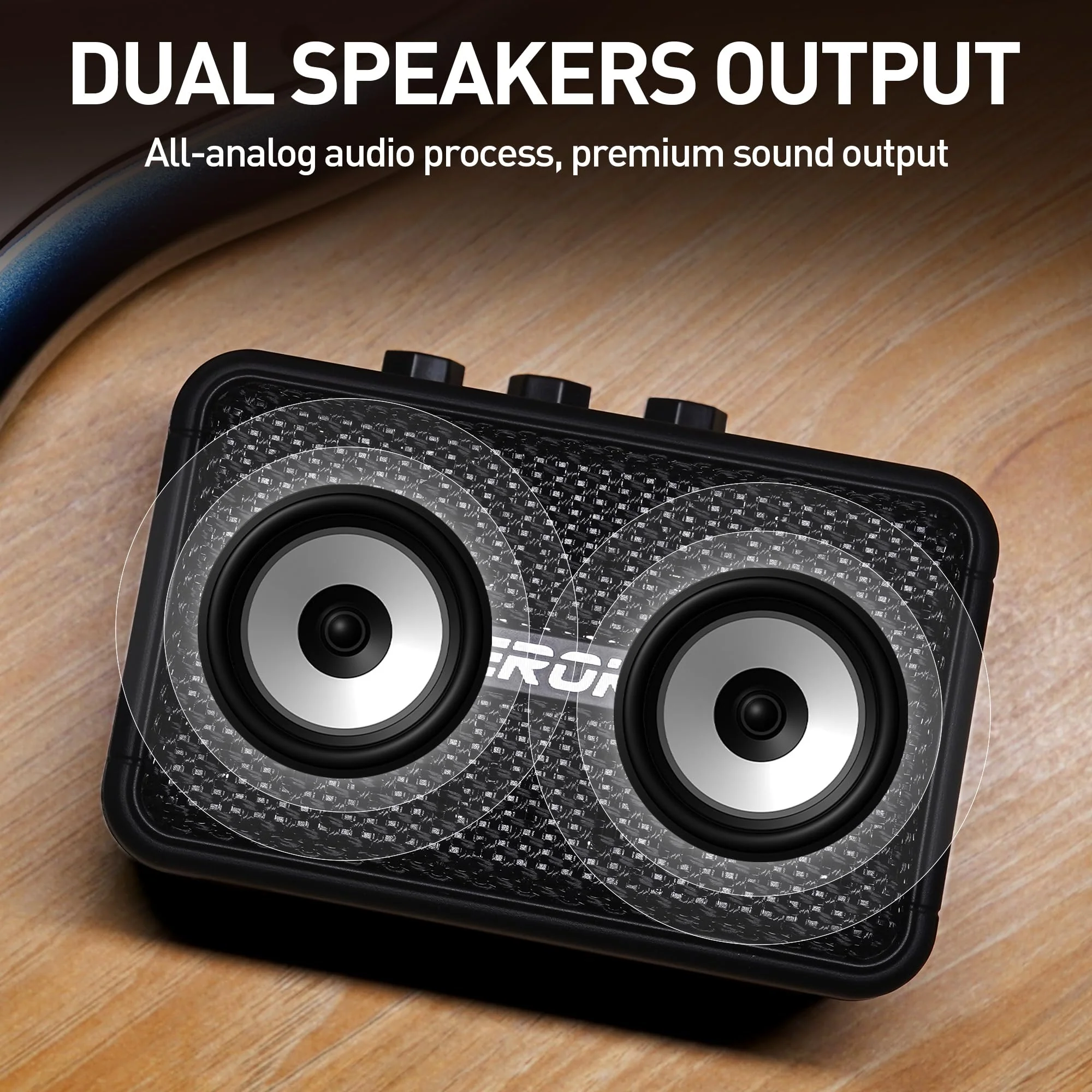 EROK Mini Electric Guitar Amplifier, with Clean Overdrive Effects,Support BT/Headphone Connection,5W Indoor Music Pratice Speaker (Dark) Dark - Image 6