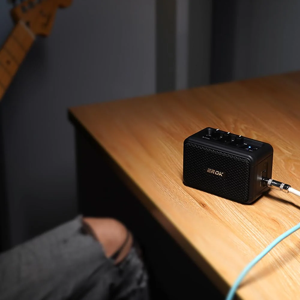 EROK Mini Electric Guitar Amplifier, with Clean Overdrive Effects,Support BT/Headphone Connection,5W Indoor Music Pratice Speaker (Dark) Dark - Image 7