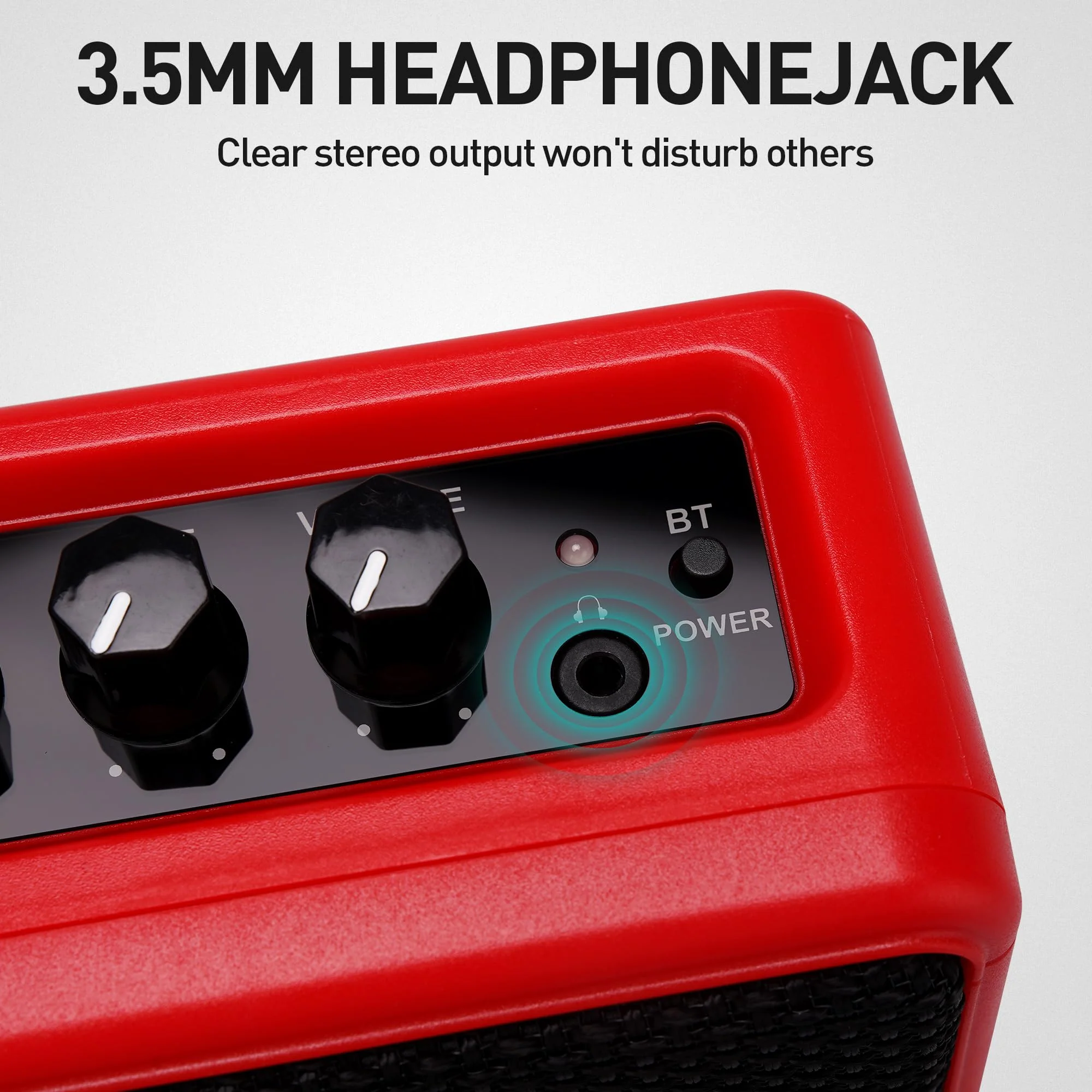 EROK Mini Electric Guitar Amplifier, with Clean Overdrive Effects,Support BT/Headphone Connection,5W Indoor Music Pratice Speaker (Red) Red - Image 4