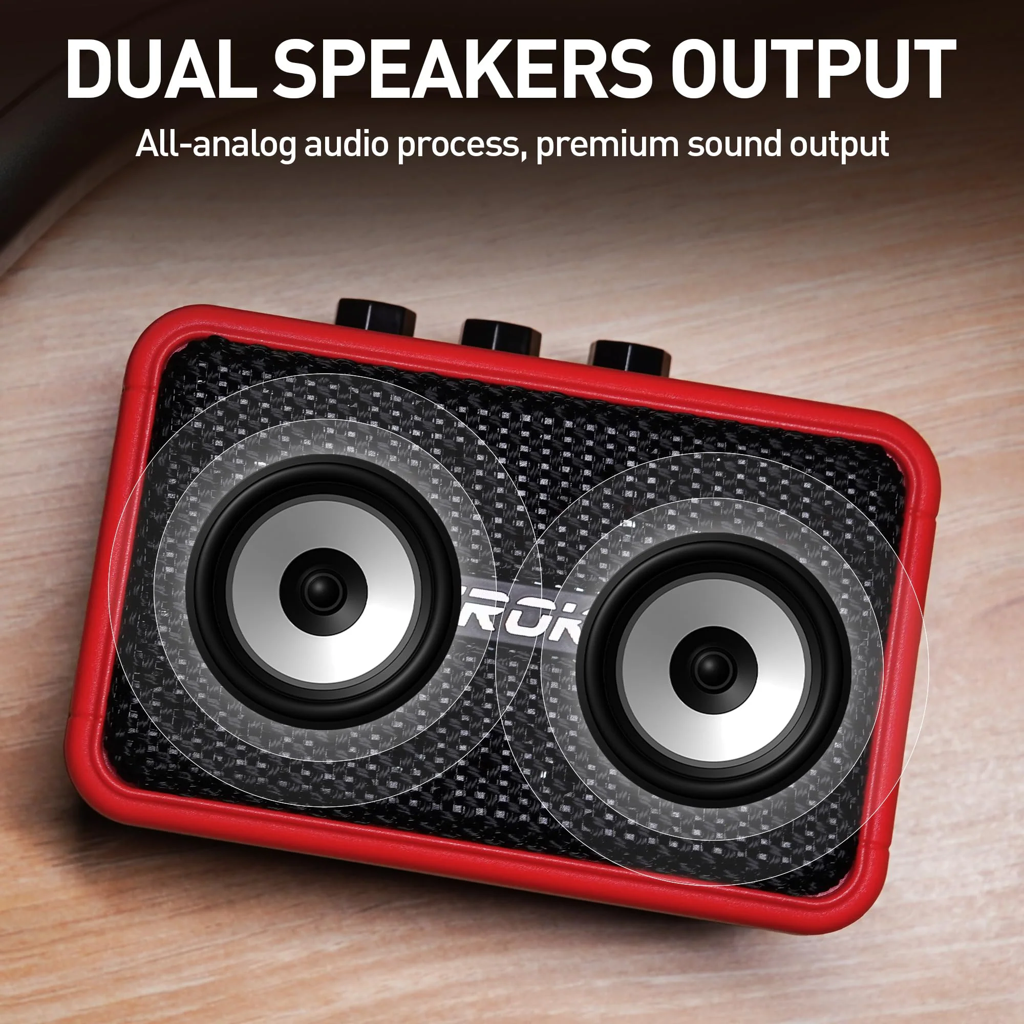 EROK Mini Electric Guitar Amplifier, with Clean Overdrive Effects,Support BT/Headphone Connection,5W Indoor Music Pratice Speaker (Red) Red - Image 6