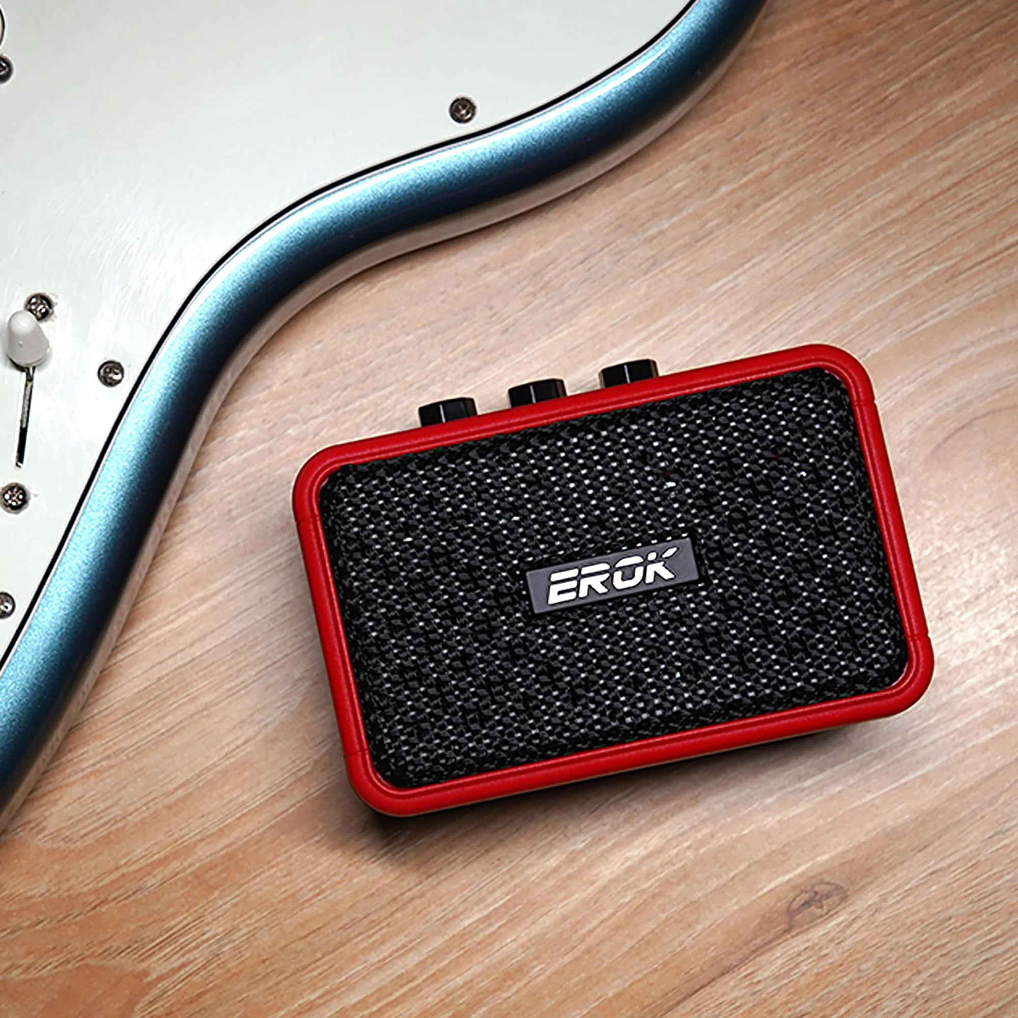 EROK Mini Electric Guitar Amplifier, with Clean Overdrive Effects,Support BT/Headphone Connection,5W Indoor Music Pratice Speaker (Red) Red - Image 7