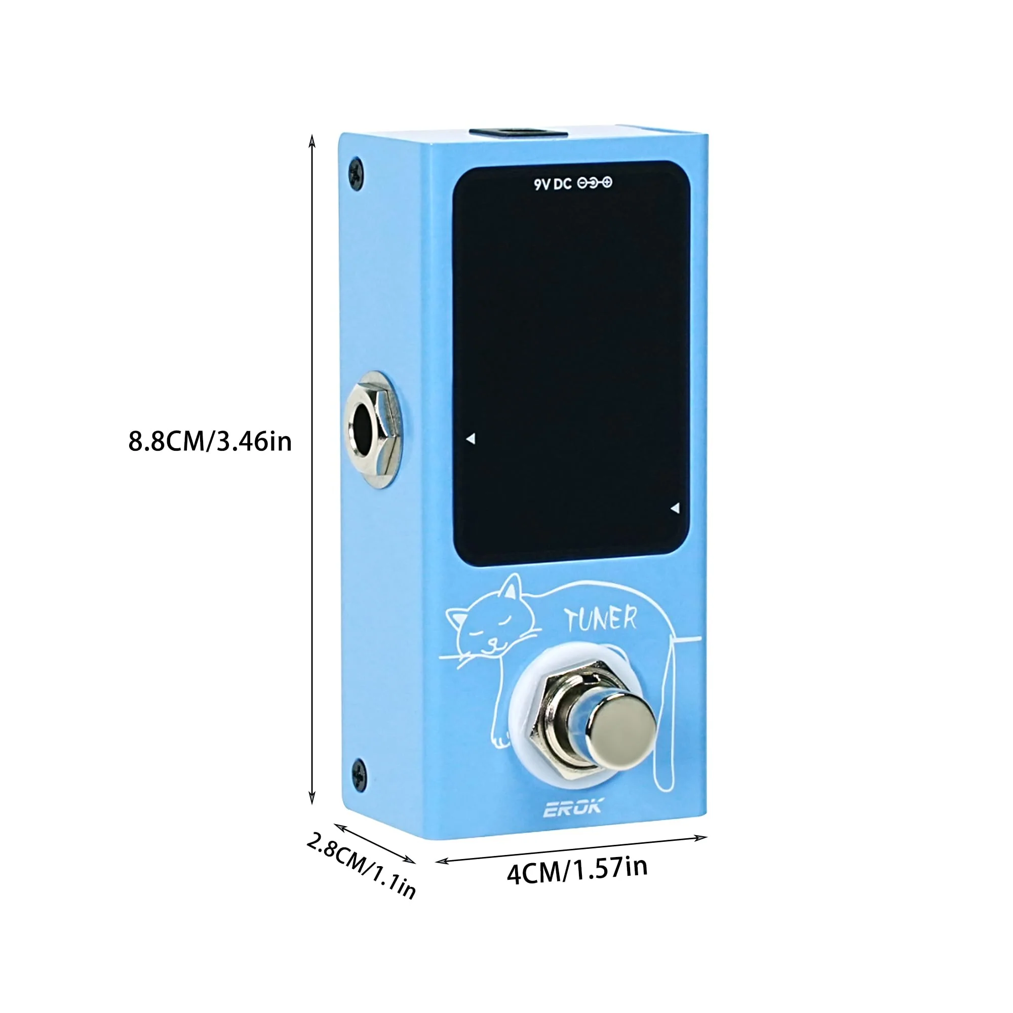 EROK Mini Tuner Pedal - Compact Size with Pitch LED Indicator for Electric Guitar & Bass, True Bypass - Image 6