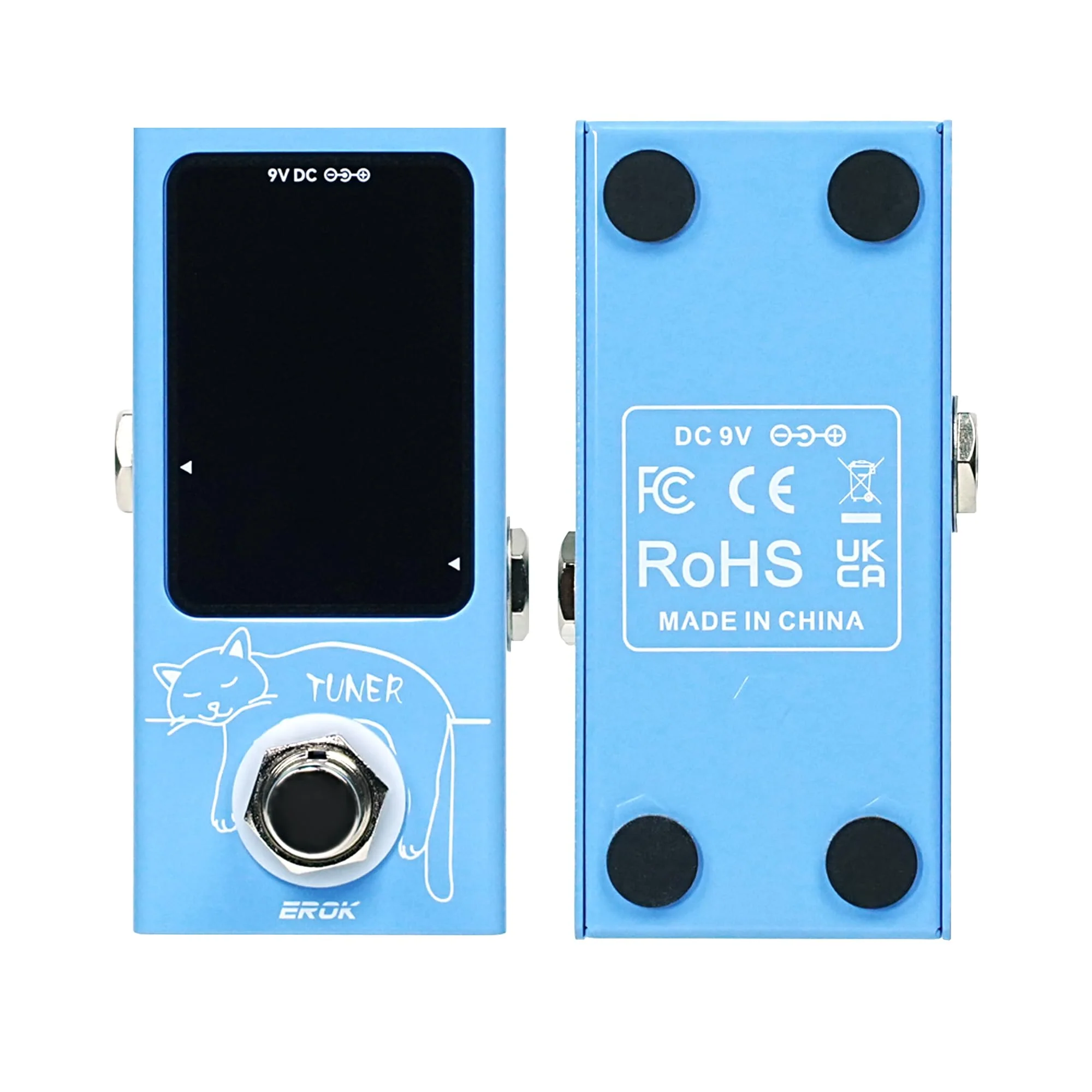 EROK Mini Tuner Pedal - Compact Size with Pitch LED Indicator for Electric Guitar & Bass, True Bypass - Image 7