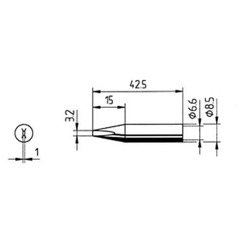 Ersa Ersadur 0842ED Soldering Tip for Soldering Stations Ersadur RDS80 / Analog60 / MS8000 etc. for Increased Heat Demand Straight Chisel-Shaped 2.2 mm 3,2 mm Single - Image 2